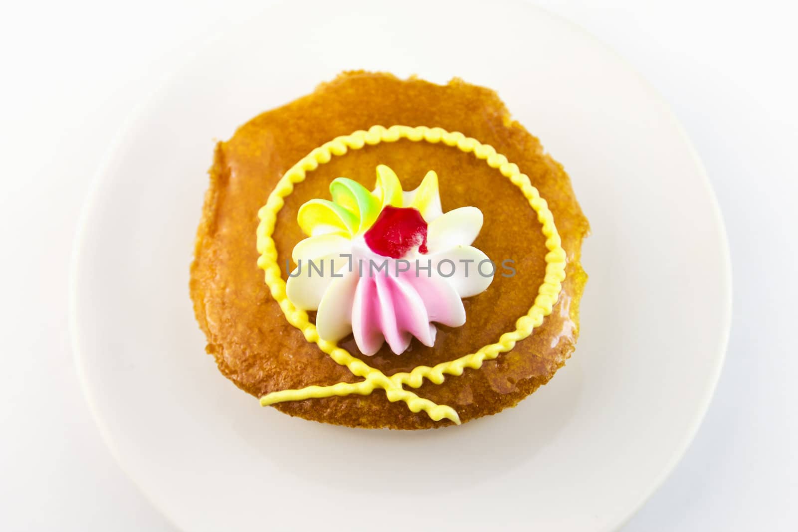 Closeup Cup cake on dish by stoonn