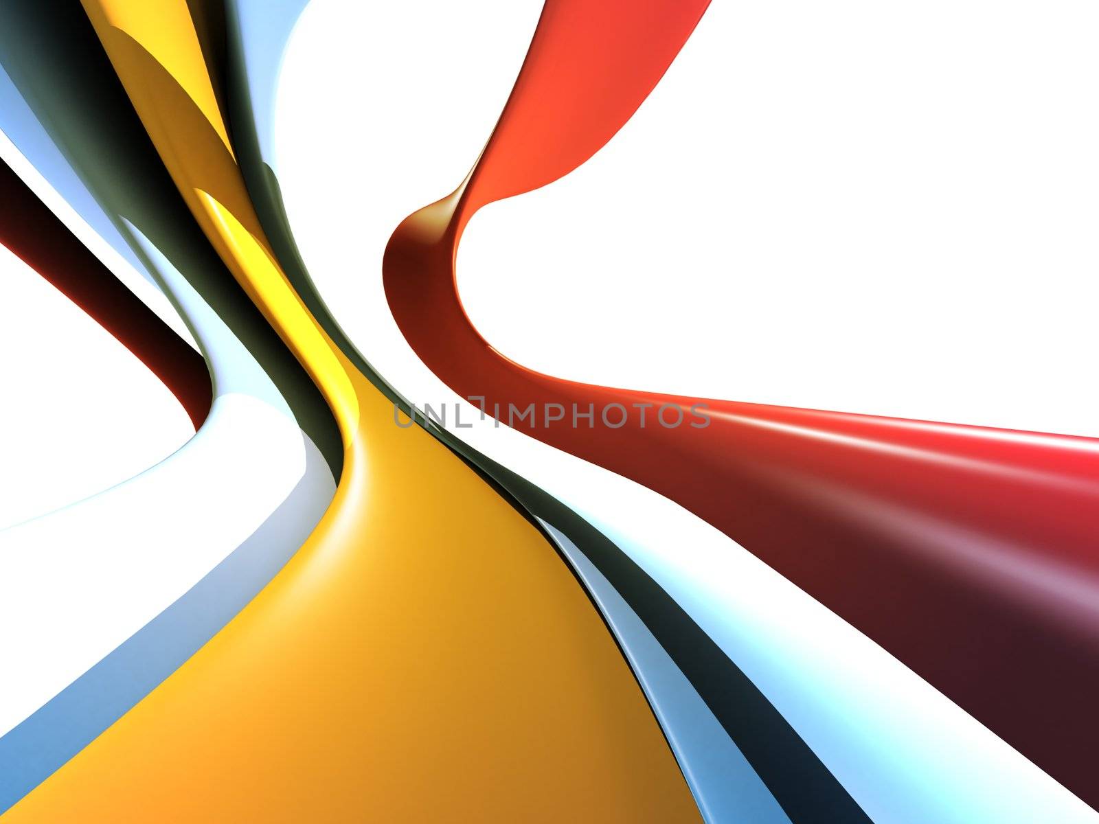 a 3d abstract and colored illustration on a white background