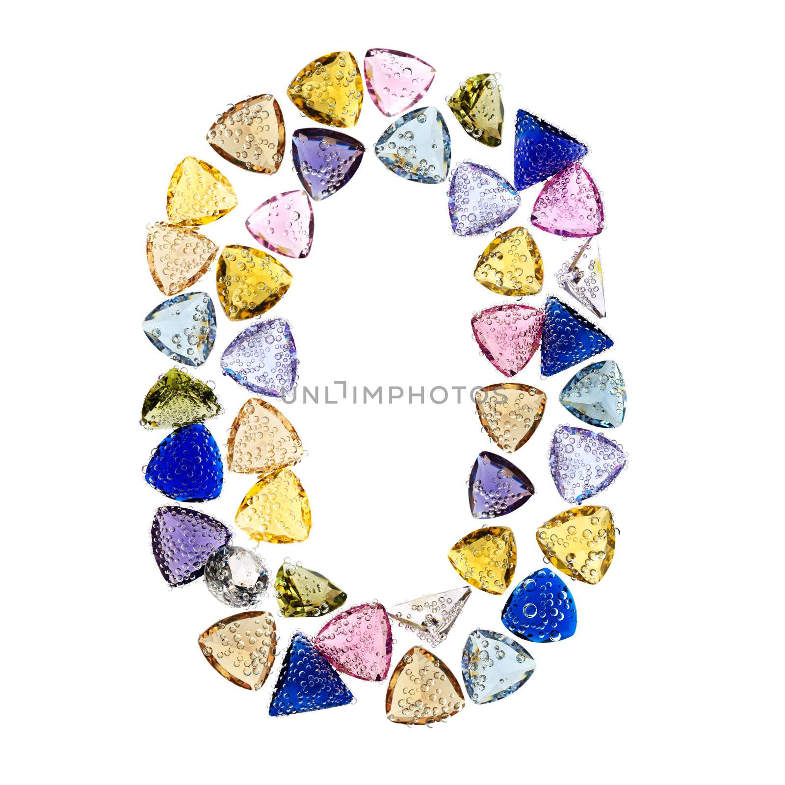 Gemstones numbers collection, figure 0. Isolated on white backgr by pashabo