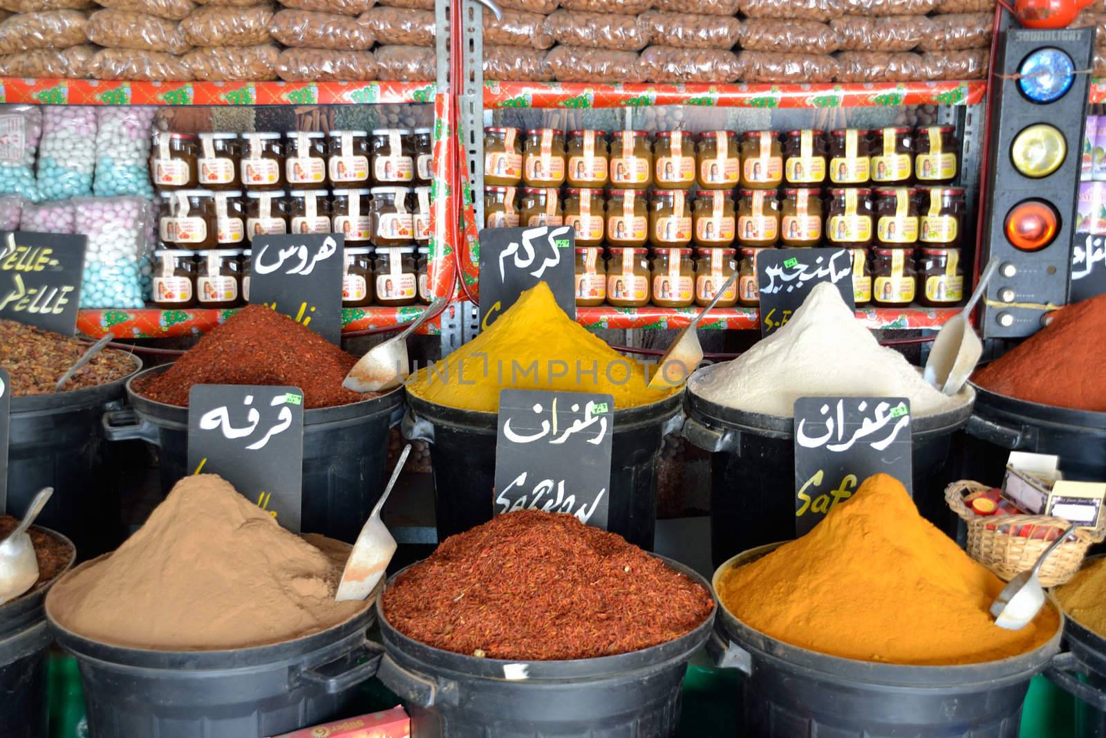 Various spices at tunisian market.