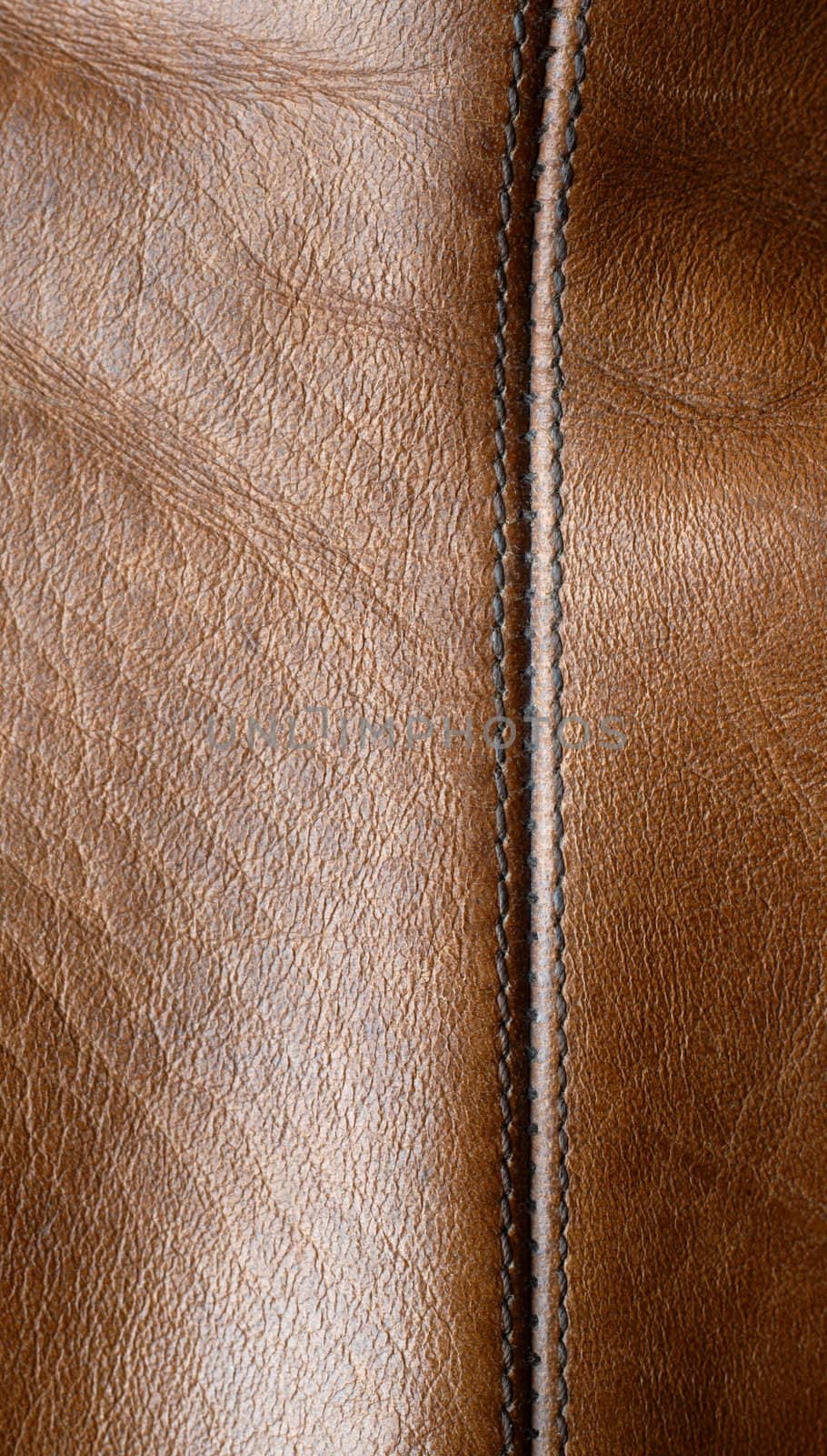 Seam on the brown leather by pashabo