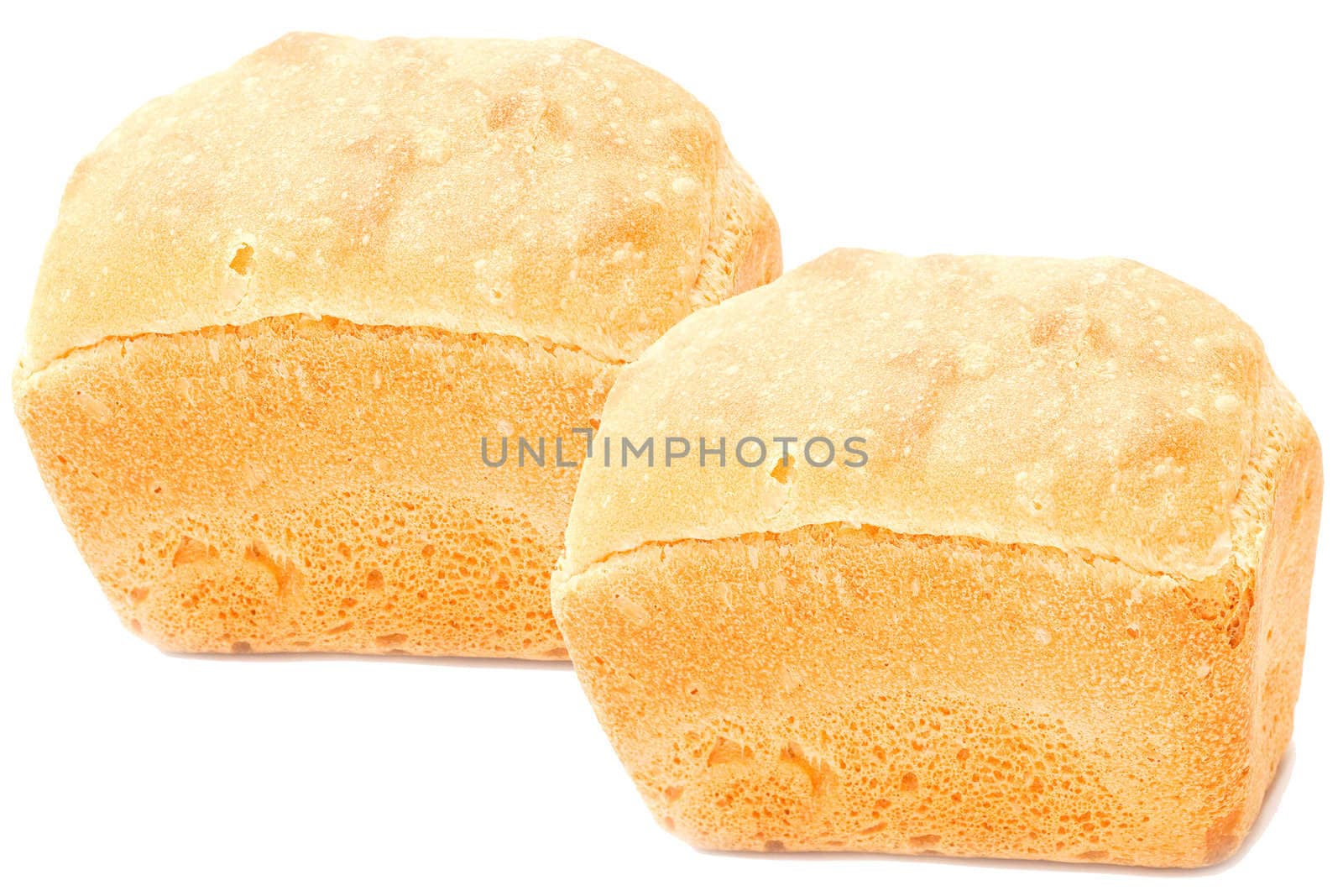 Two bread were insulated on white background.