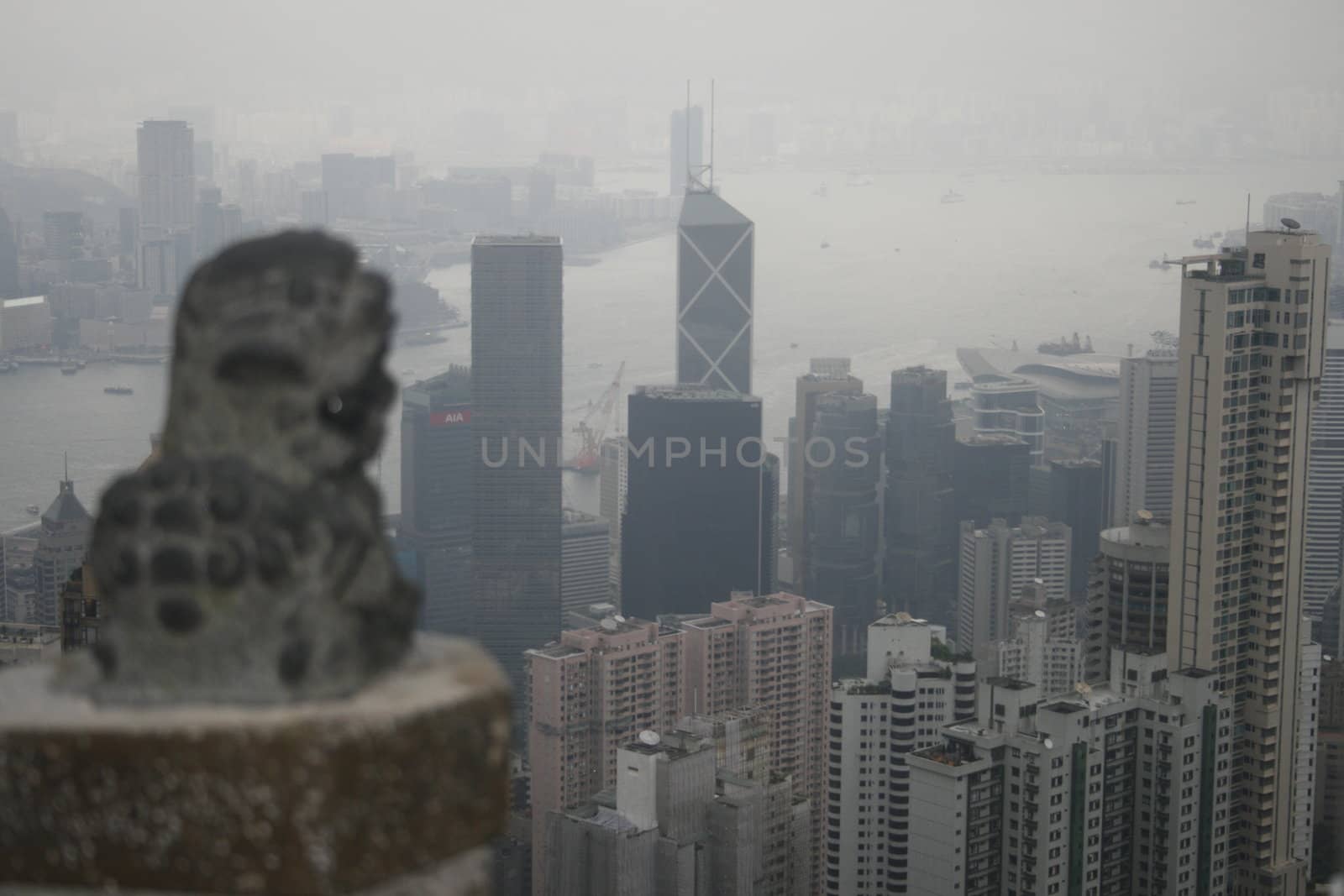 Hong Kong skyline as seen from the peak of the harbor