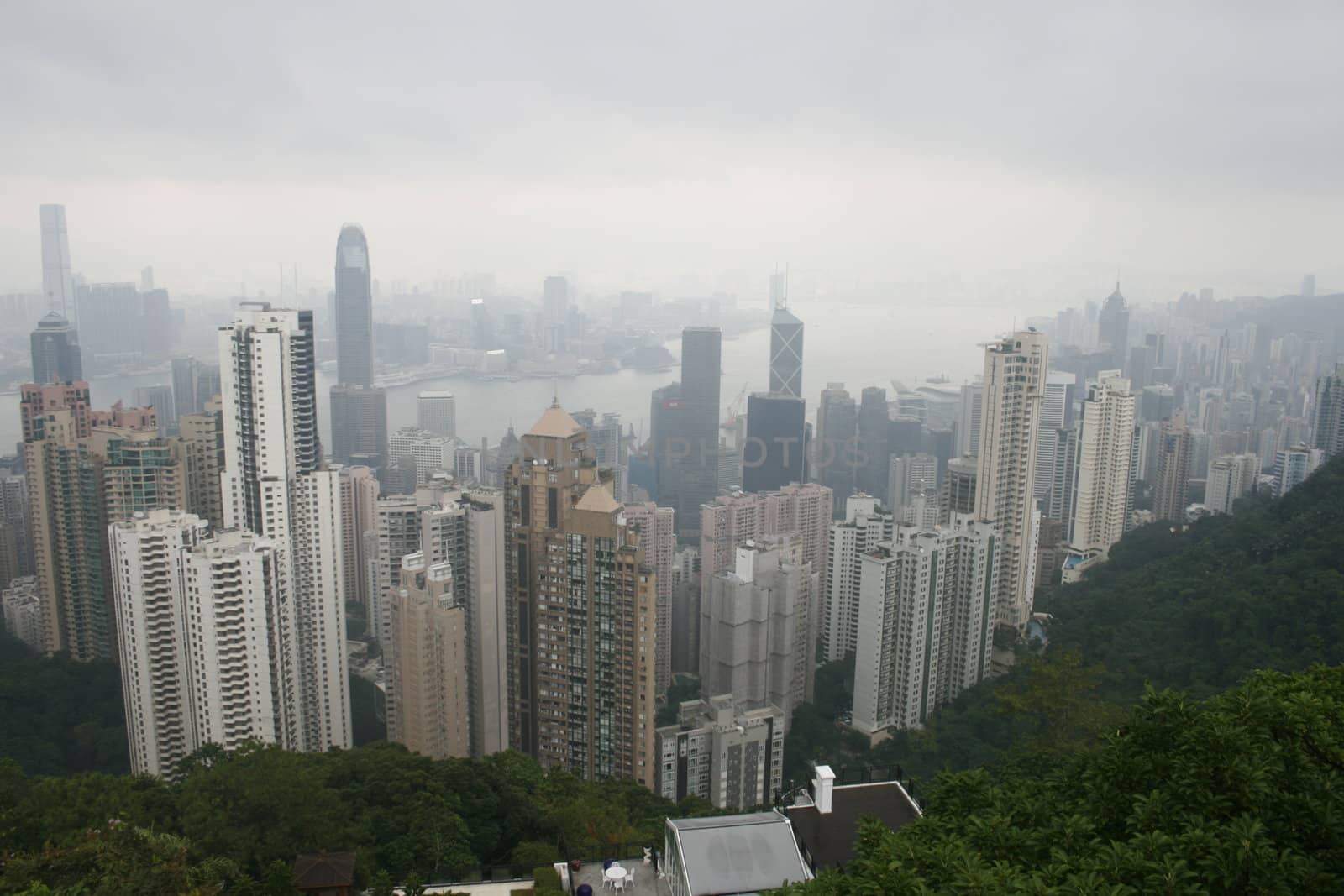 Hong Kong skyline as seen from the peak of the har by koep