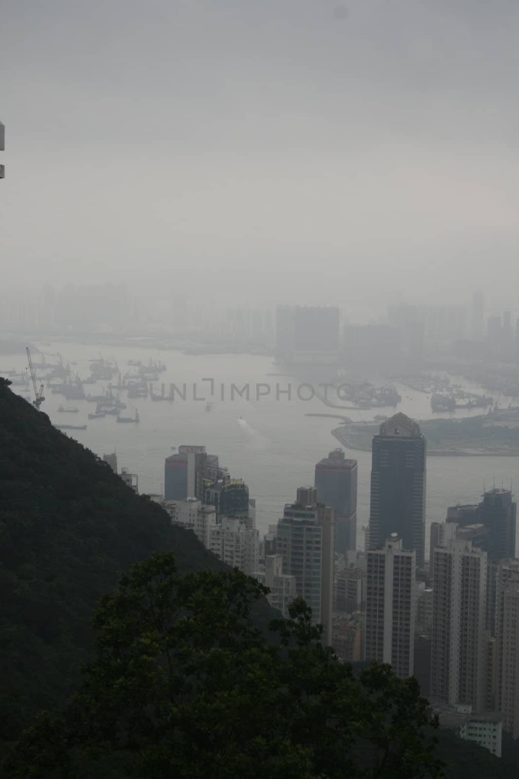 Hong Kong skyline as seen from the peak of the harbor