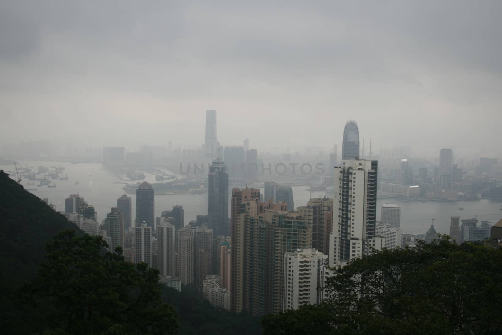 Hong Kong skyline as seen from the peak of the har by koep