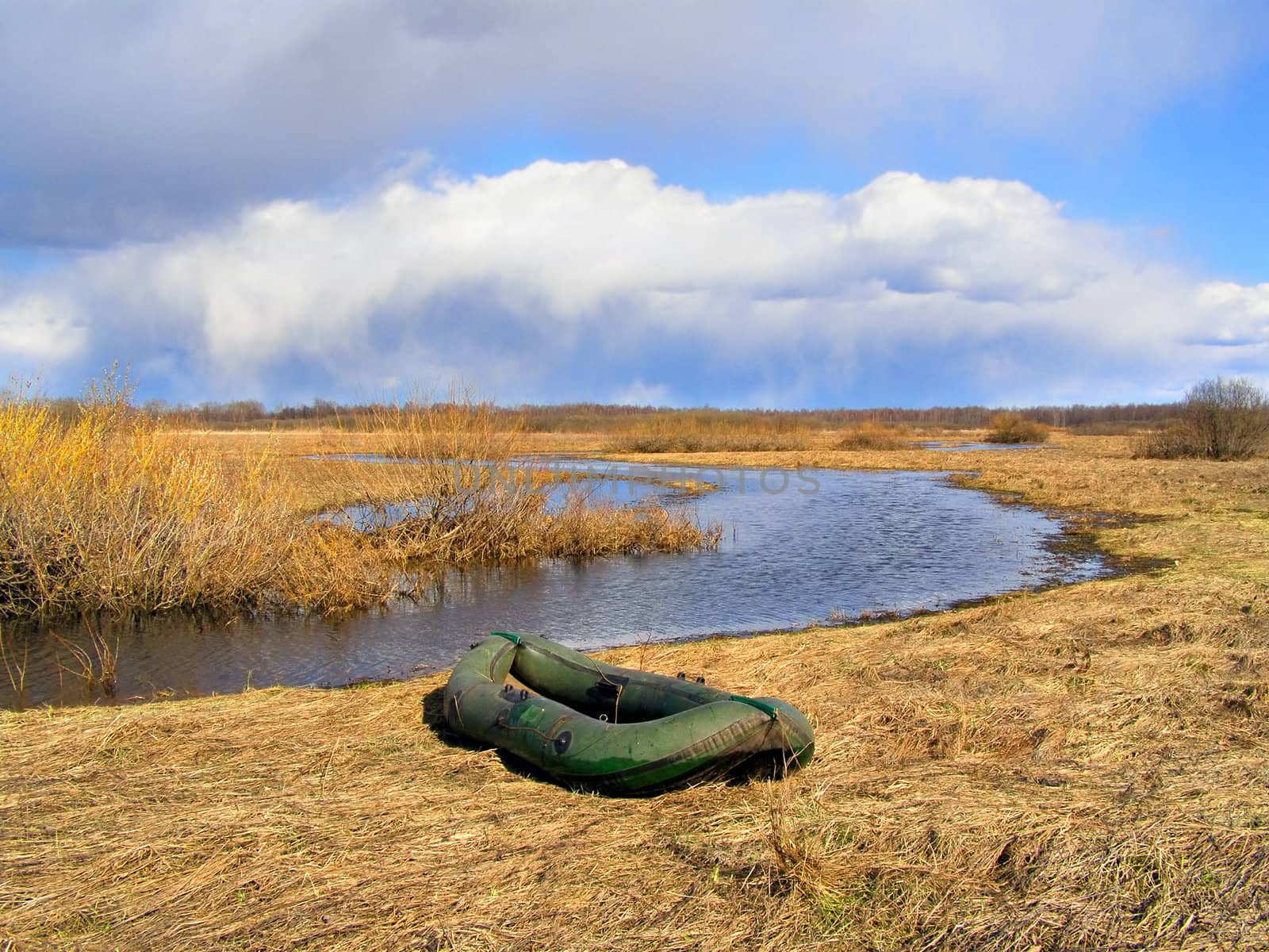 rubber boat on riverside