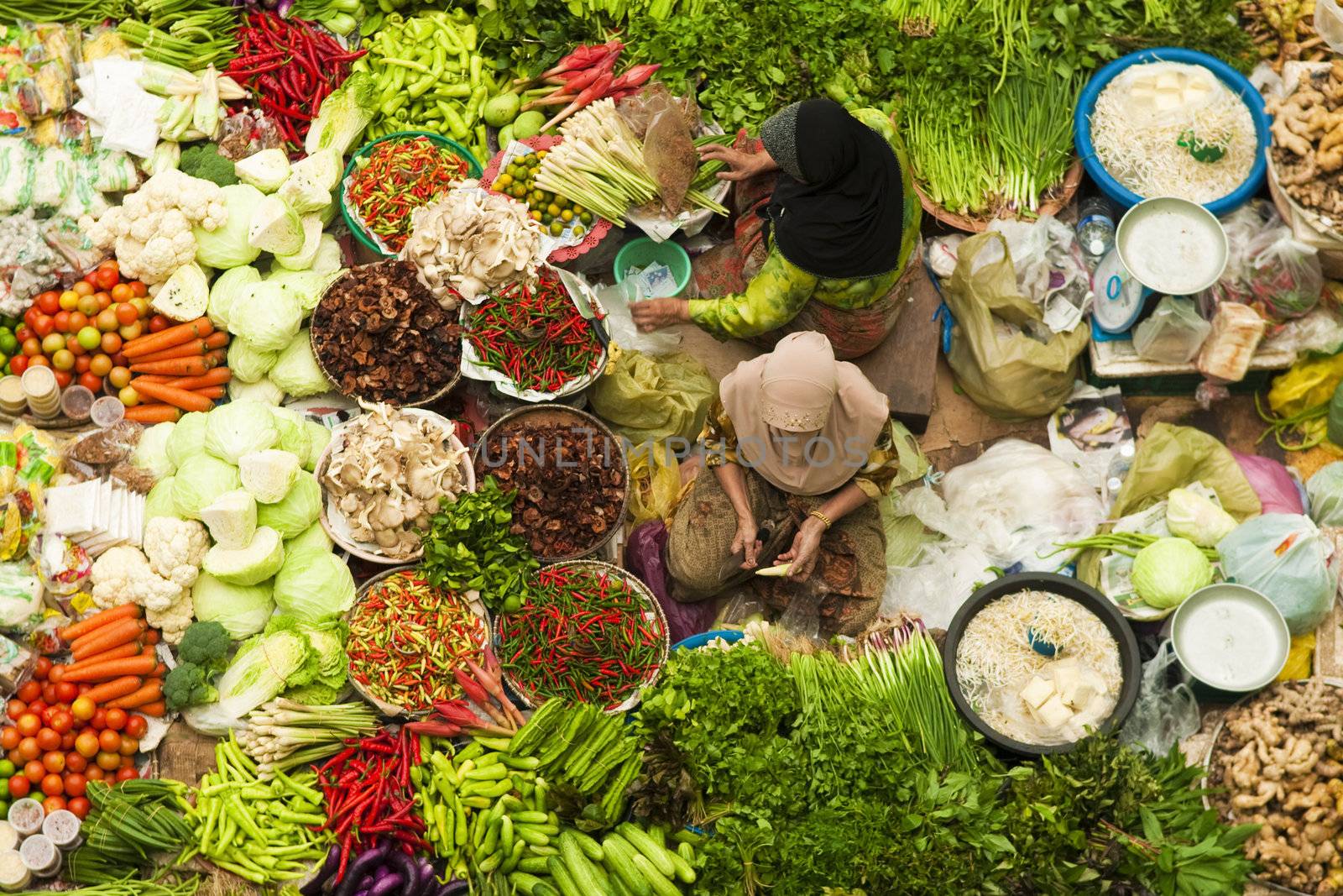 Asian vegetable market in Kota Bharu Malaysia