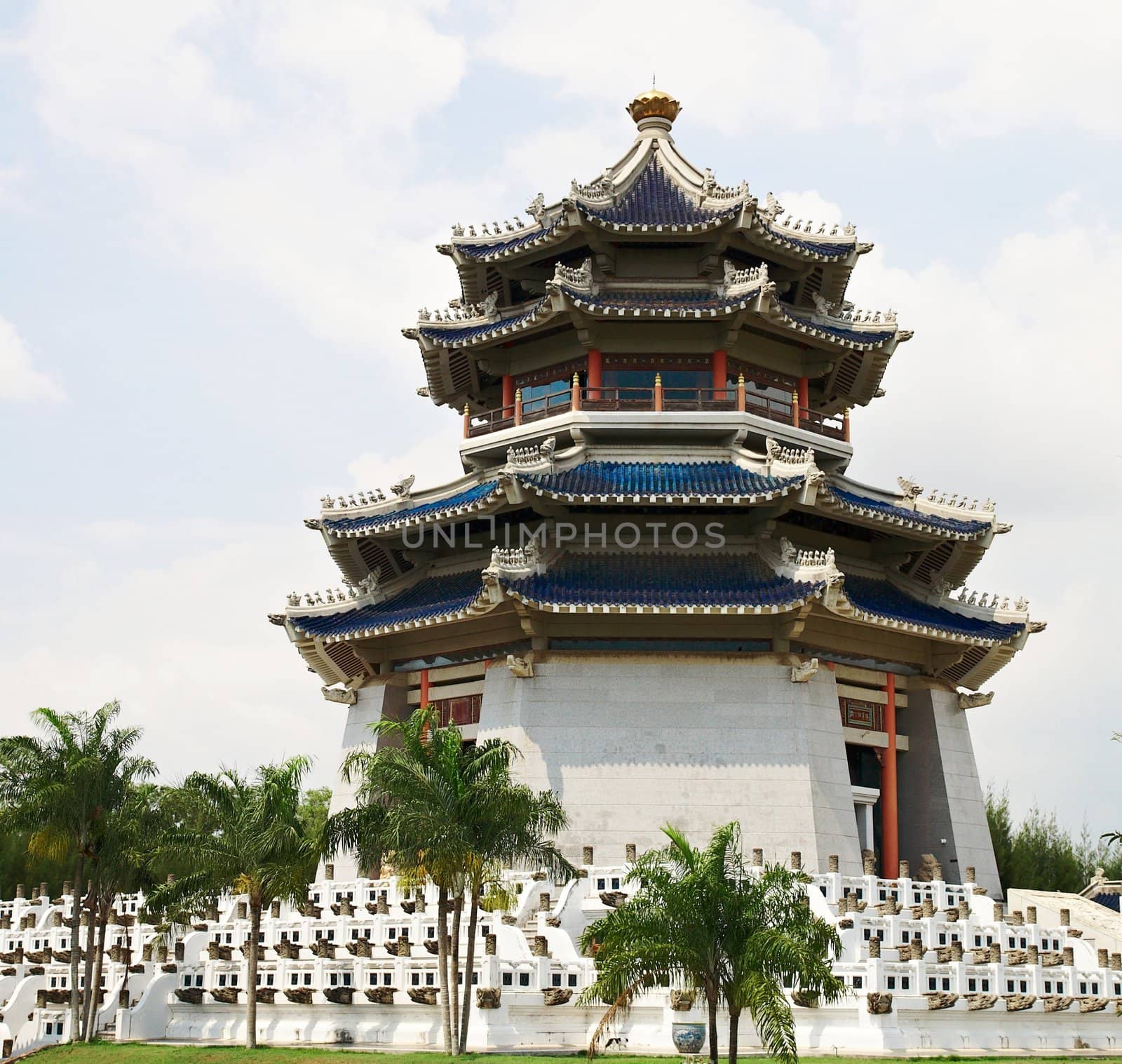 Pagoda. Traditional Chinese Temple. Famous oriental spiritual building 