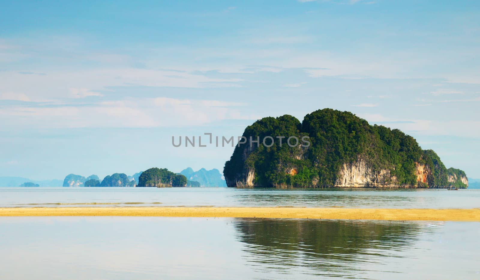 High cliffs on the tropical island. Exotic tropical landscape.