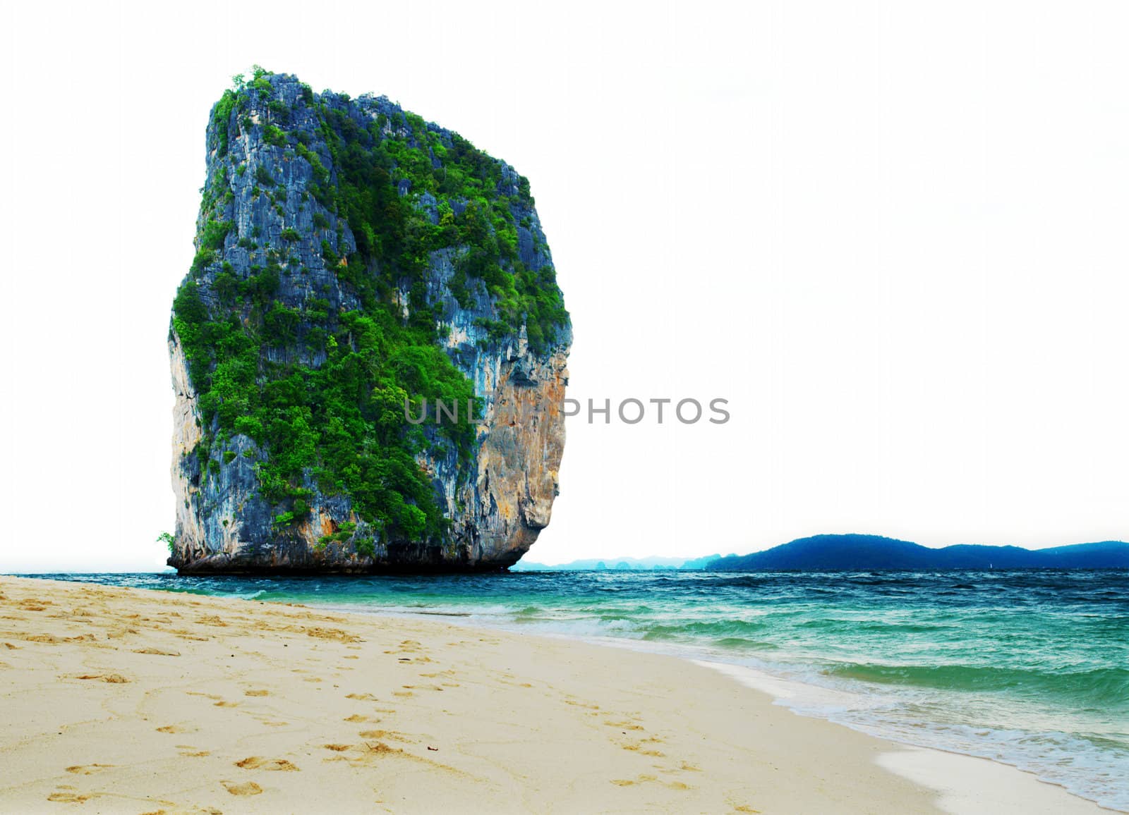 High cliff on Poda island. Exotic tropical landscape.