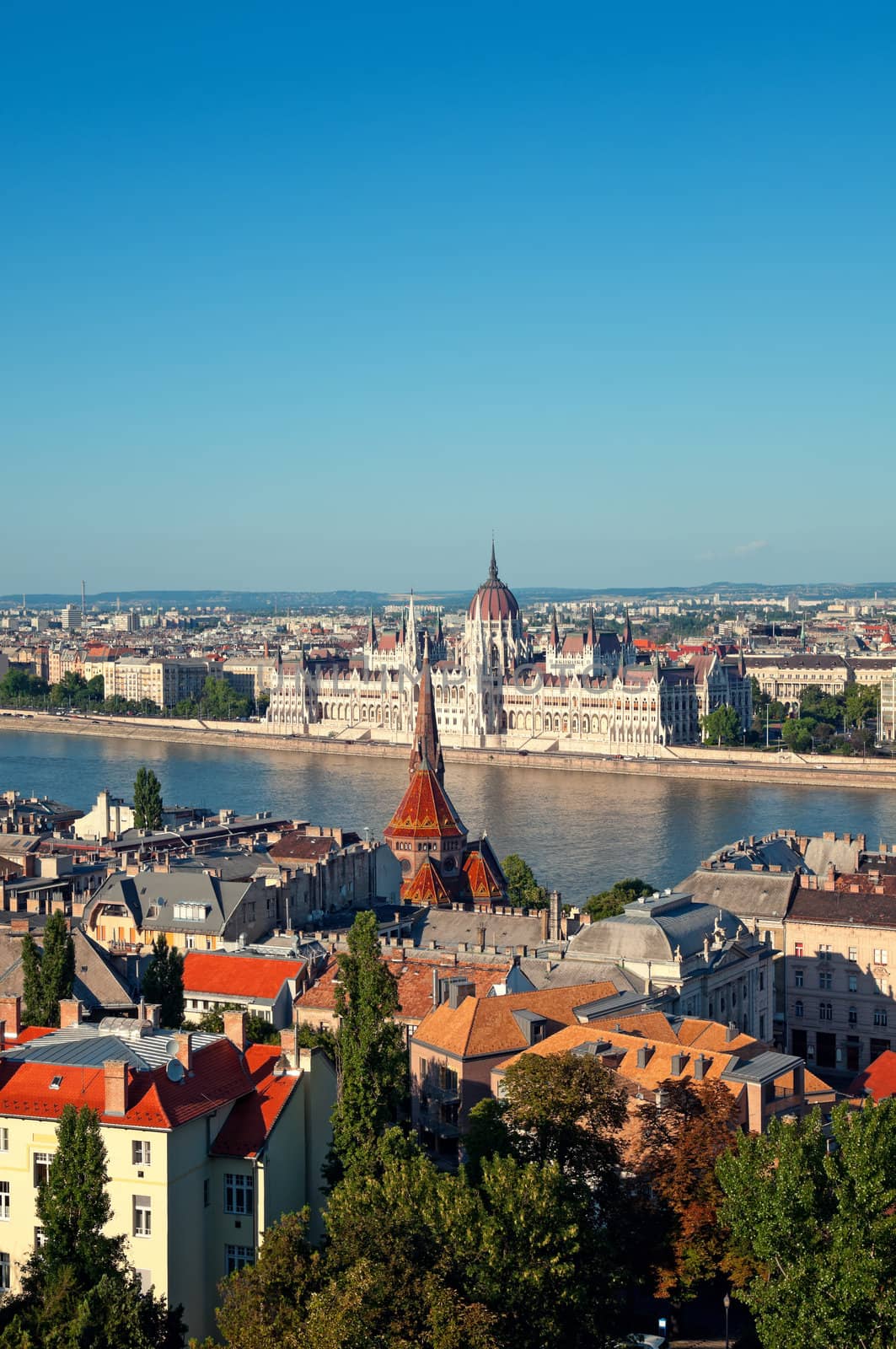 Hungarian Parliament view from Buda Castle Fishermen's Bastion