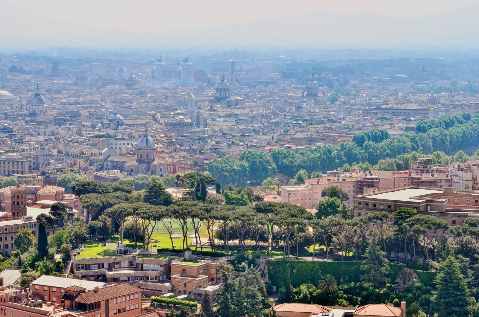 City panorama over the historic centre of Rome