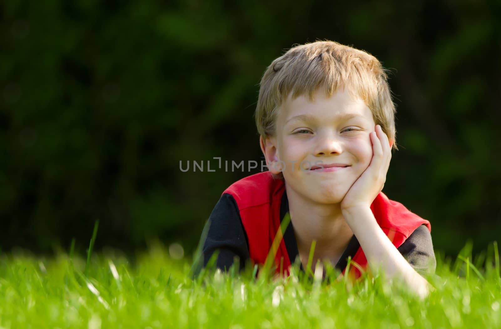 Cute young child in meadow