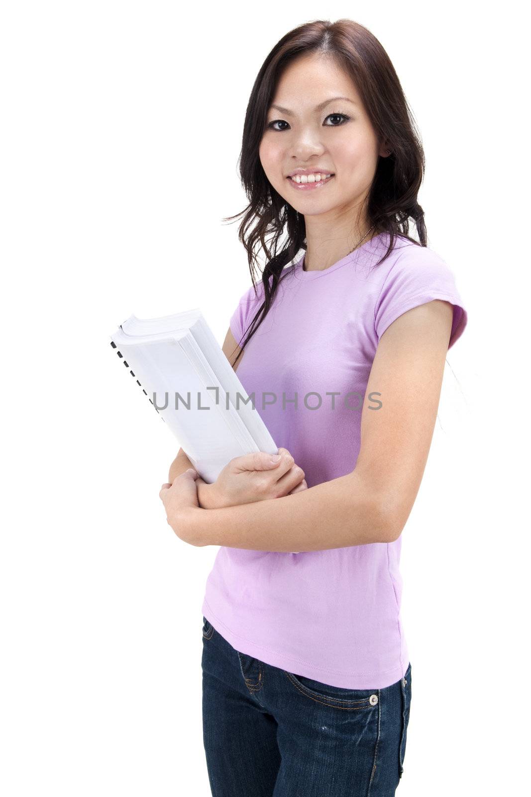 Young Asian student with books