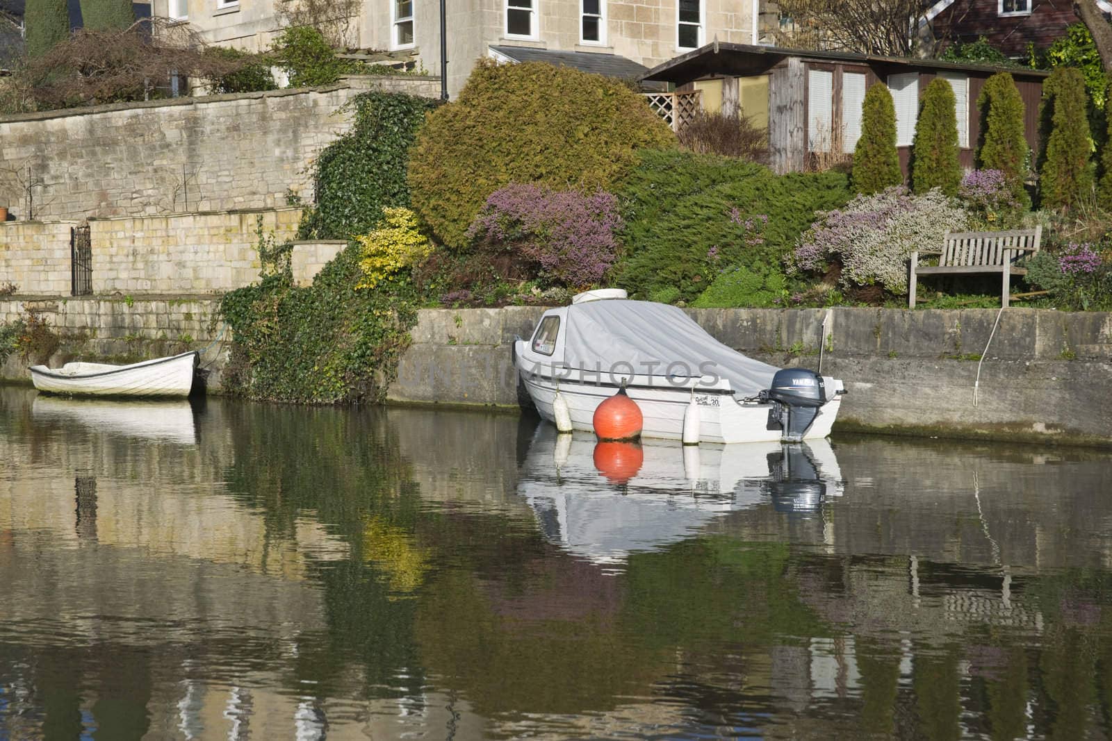 Kennet and Avon Canal running through the historic city of Bath in Somerset, England