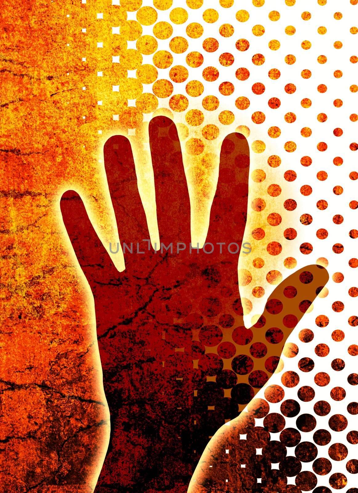 Abstract background with hand silhouette - communication concept