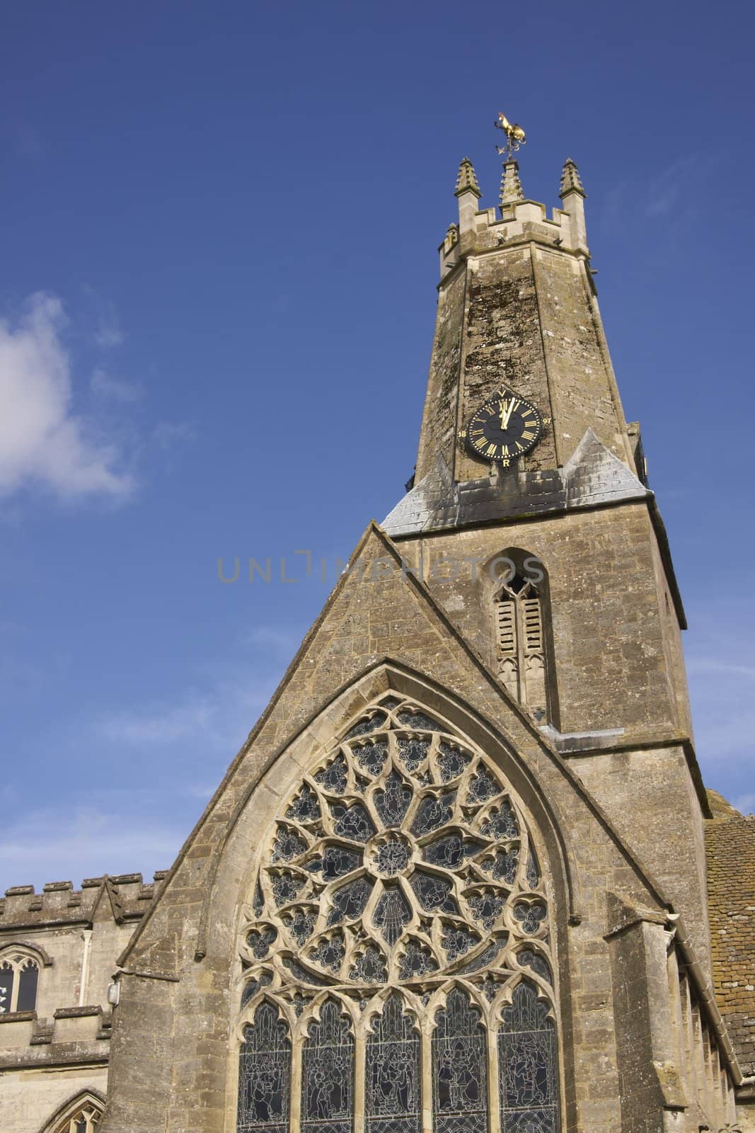 Historic Holy Trinity Church in the cotswold village of Minchinhampton, Gloucestershire, England.