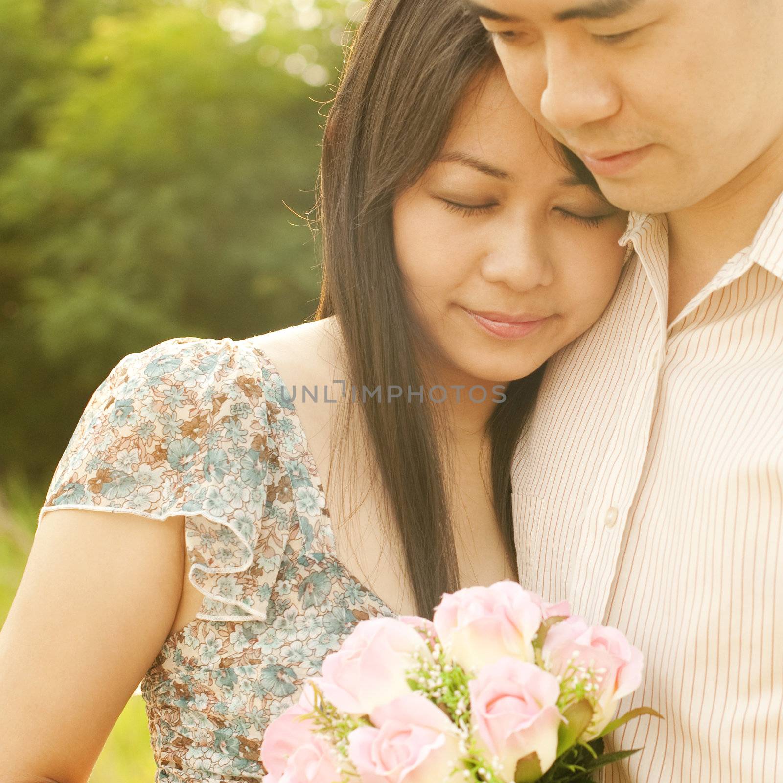 Loving Couple at outdoor during sunset