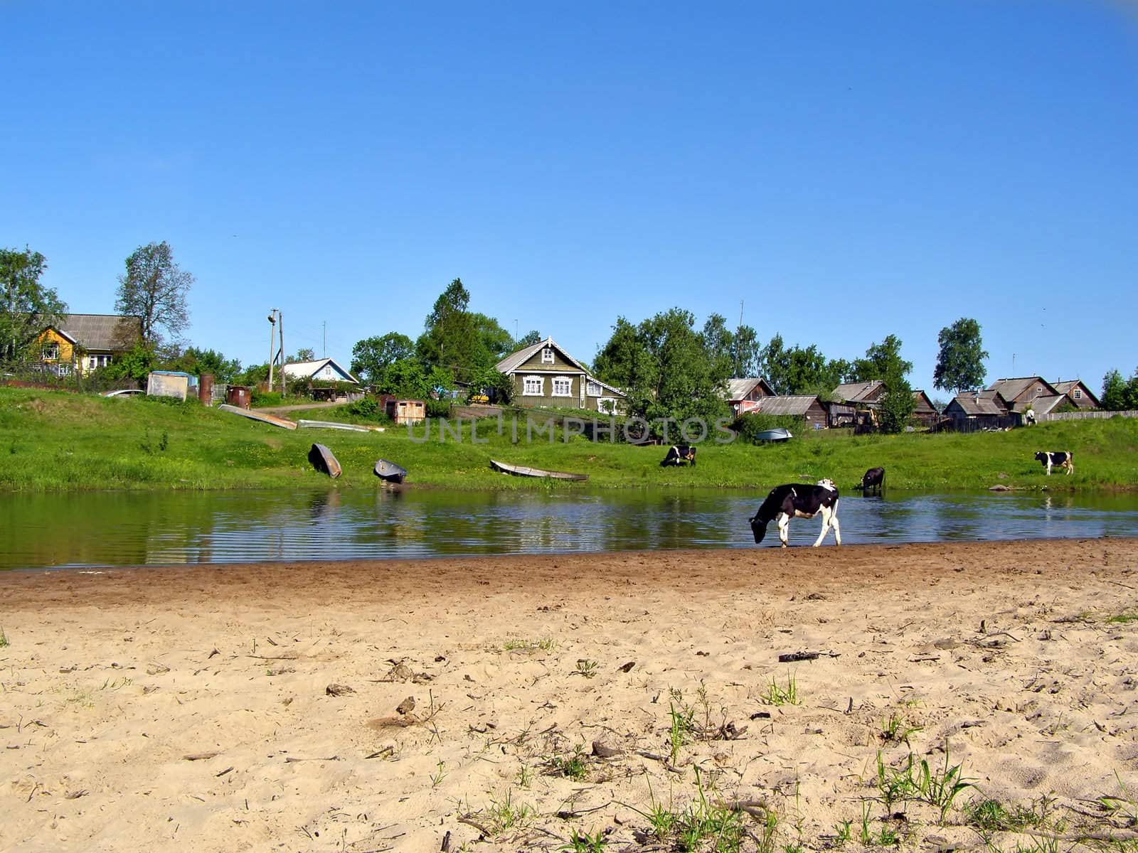 small village near river