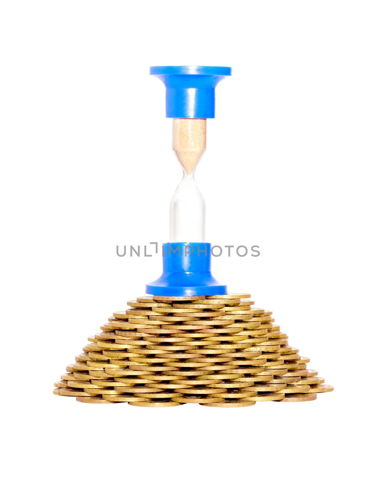  image hourglass on a pyramid of coins