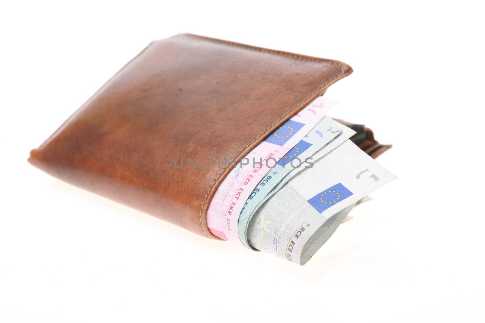 wallet with Euros on white...........