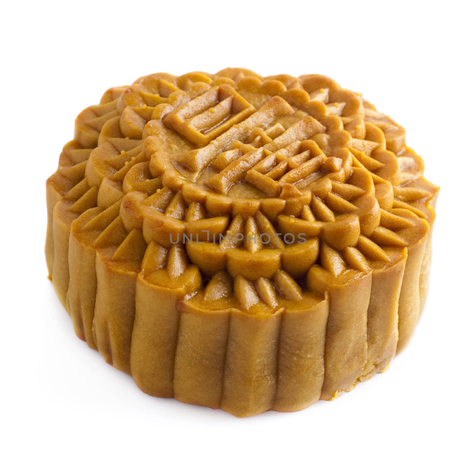 Chinese Mooncake, the Chinese words on the mooncake is' yolk', not logo or trademark.