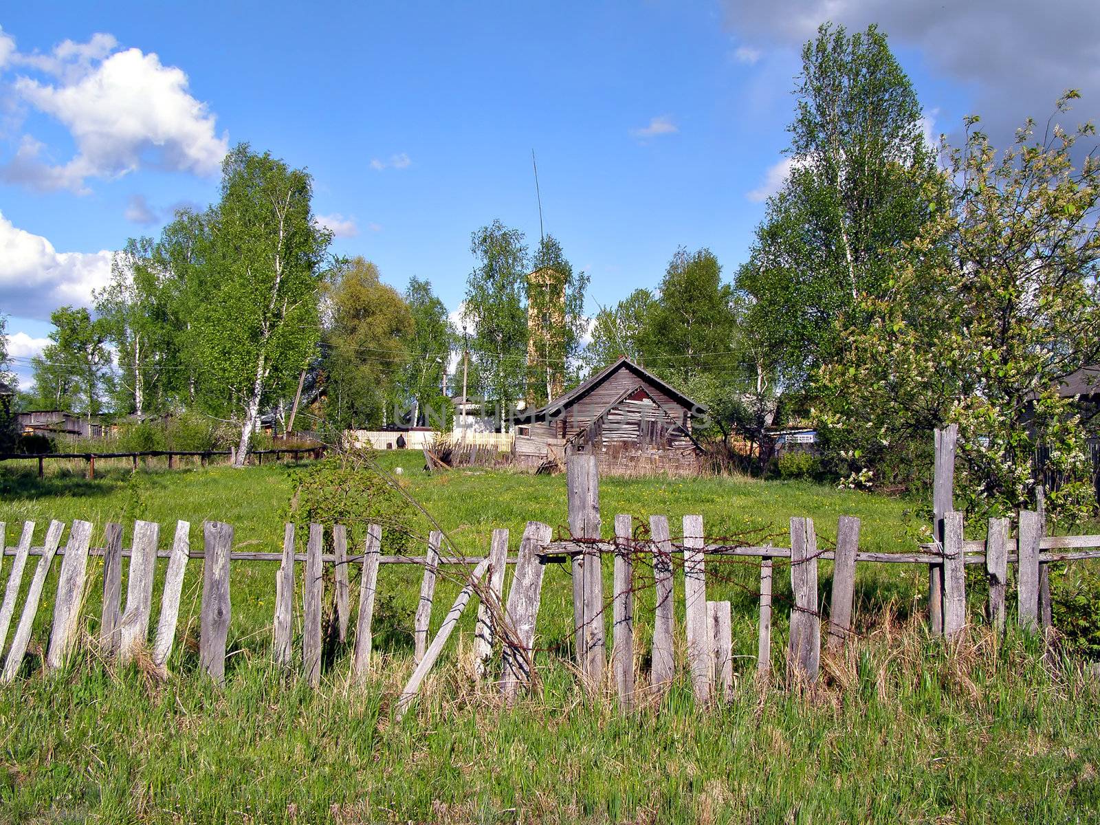 old wooden fence in village