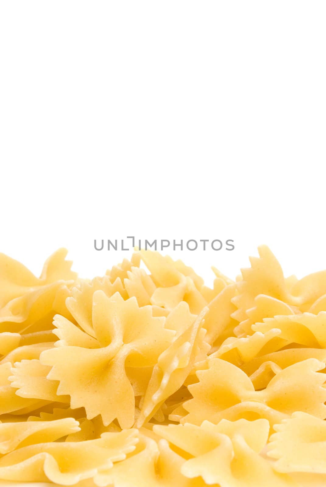 ribbon shaped pasta isolated on white background