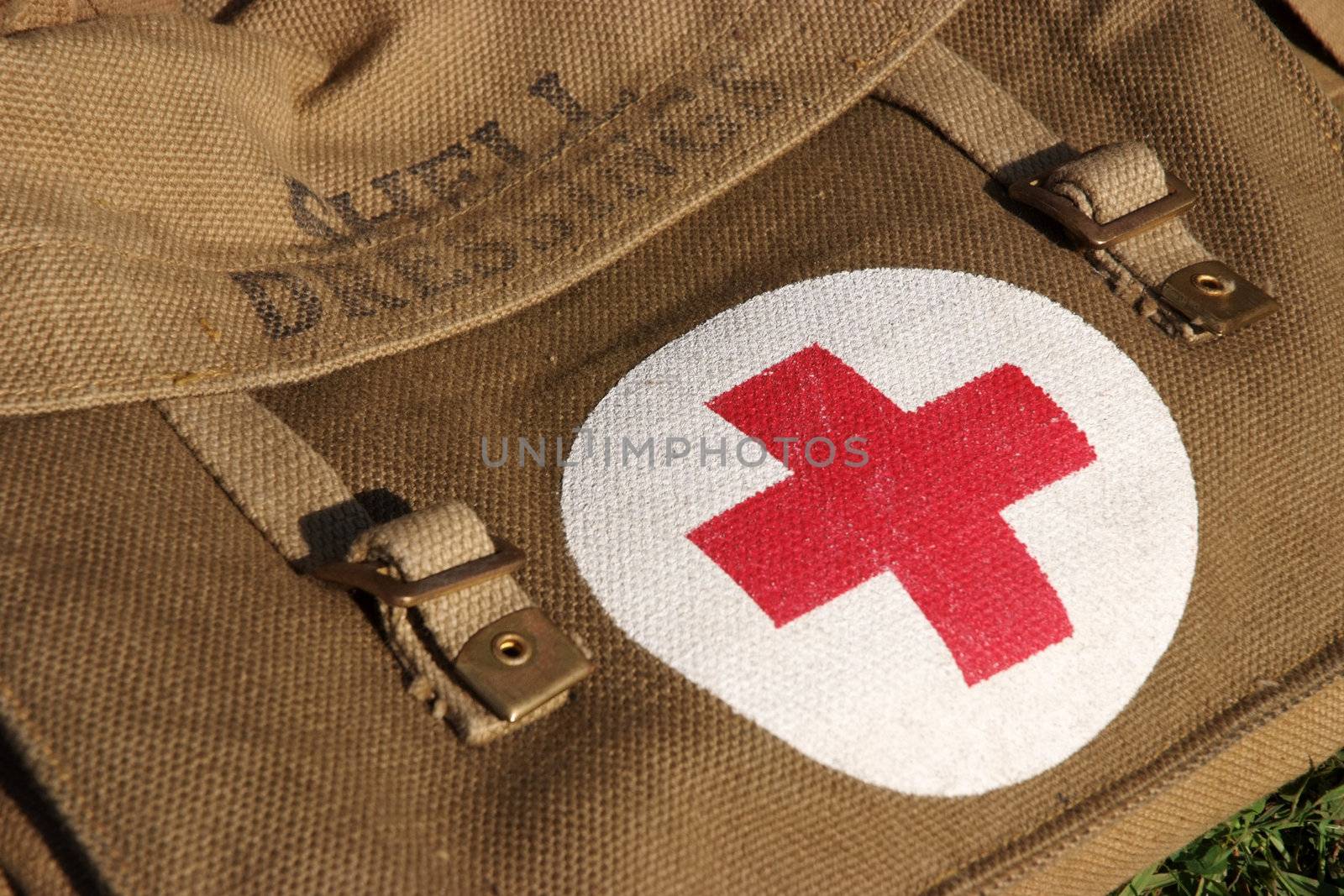 Shell dressing first aid bag and kit used during the Second World War