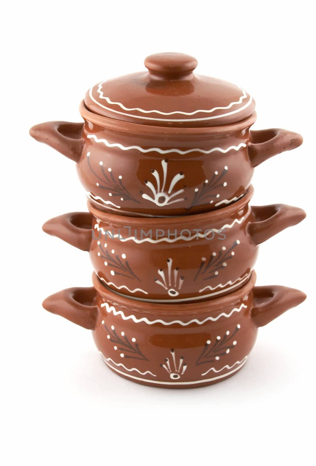 Ceramic kitchen pot, on a white background