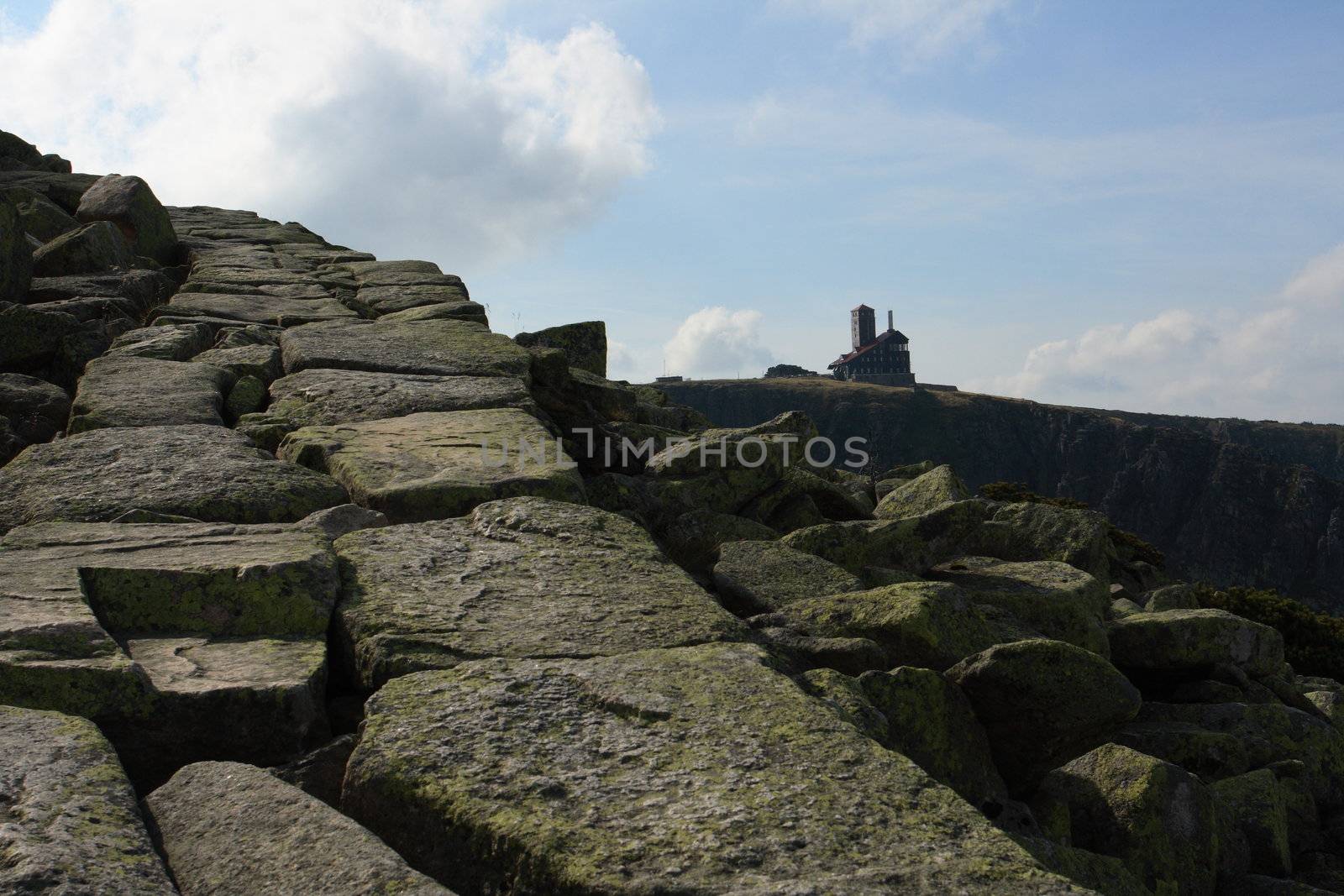 rocky road in Karkonosze mountain Poland