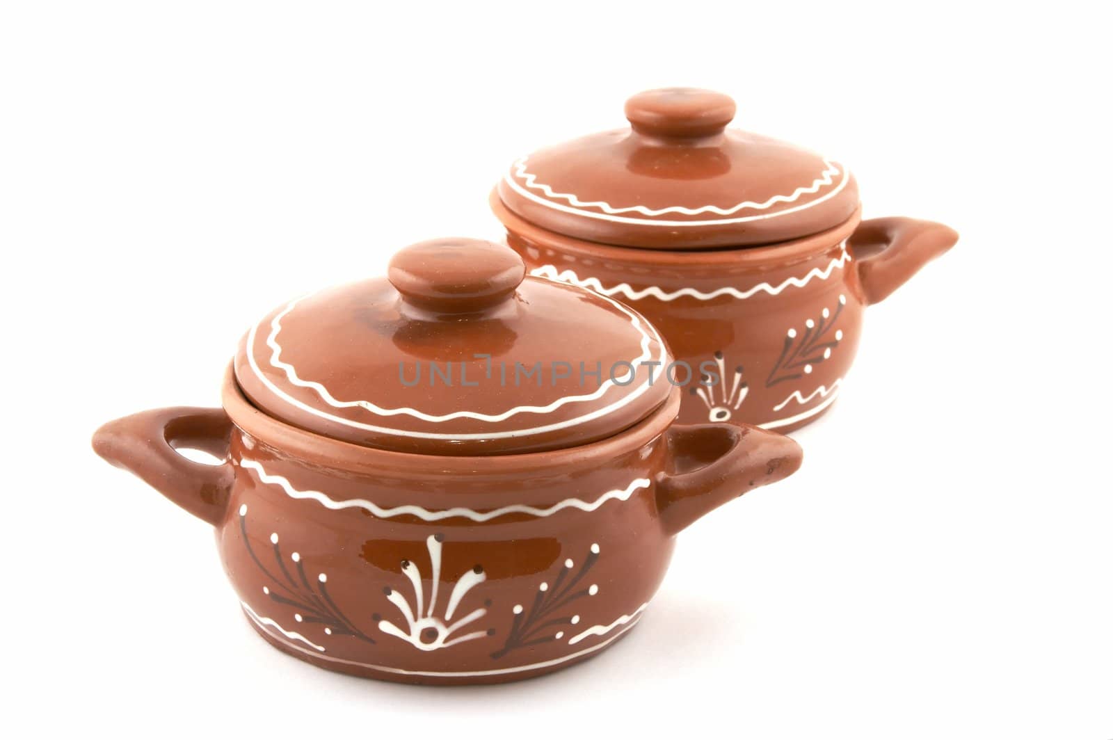 Ceramic kitchen pot, on a white background