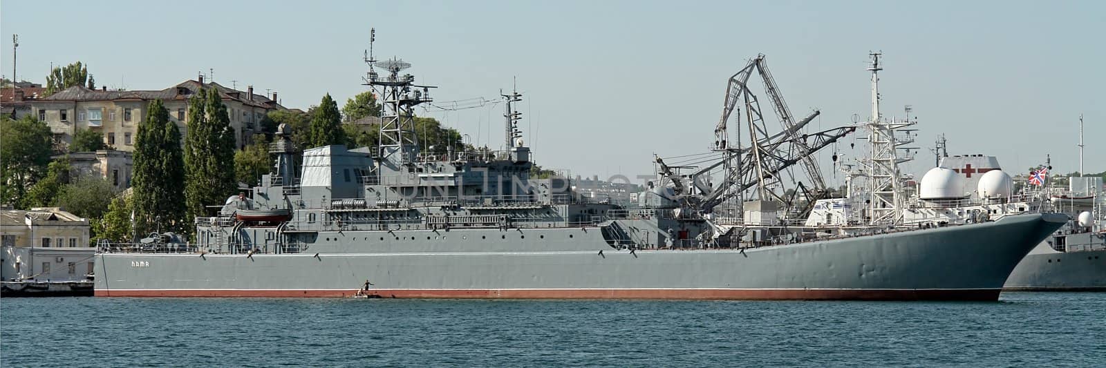 very large warship in the Sevastopol port