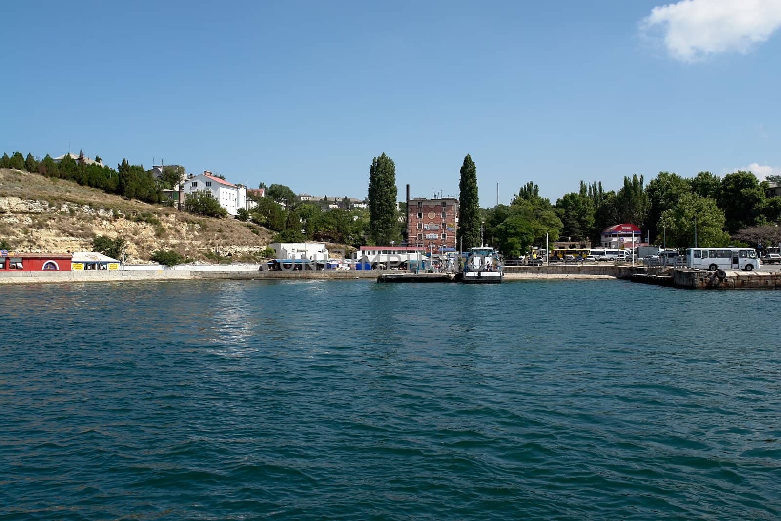 small urban moorage is view from the sea