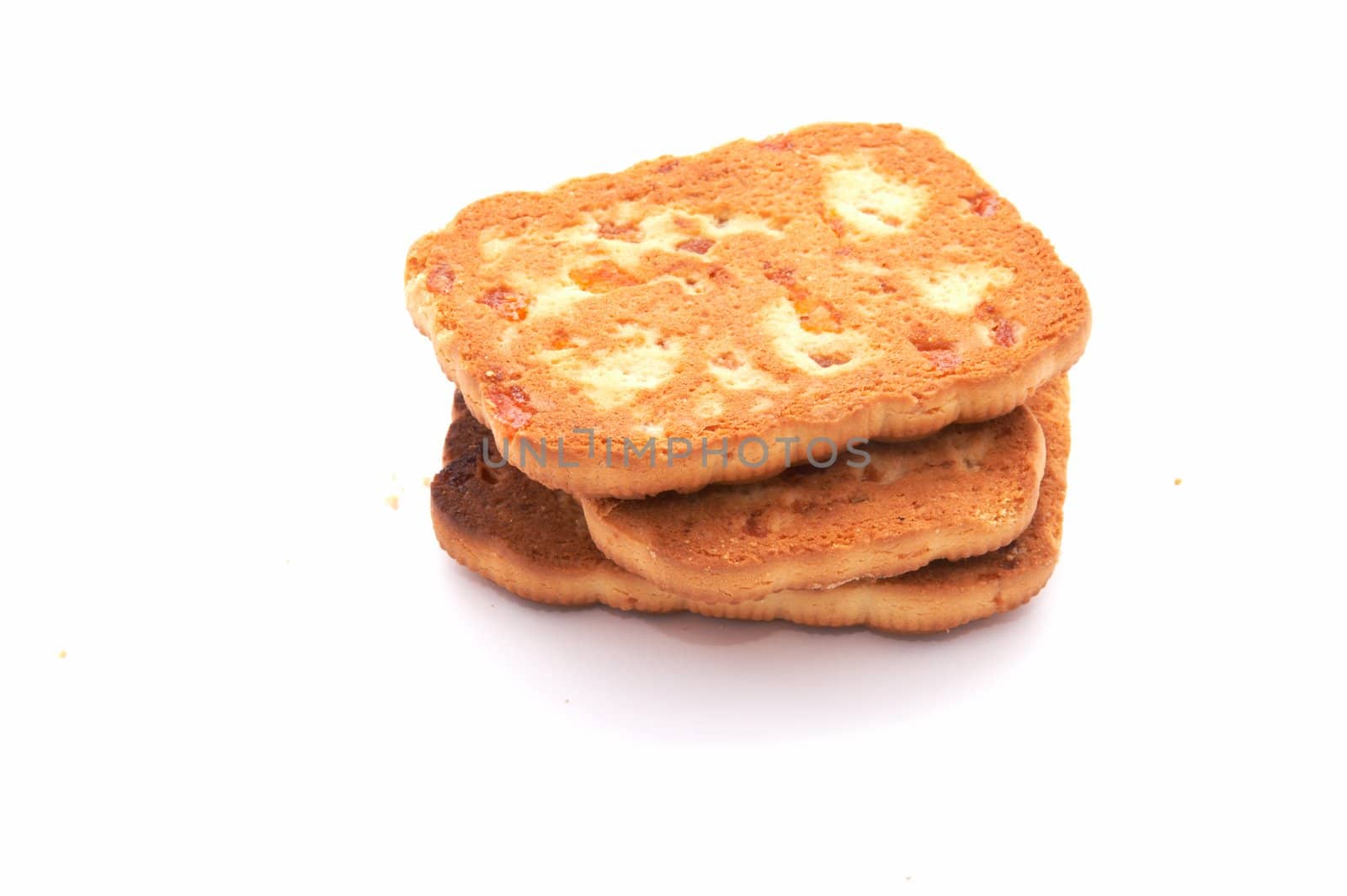 Cookies with candied fruits on a white background