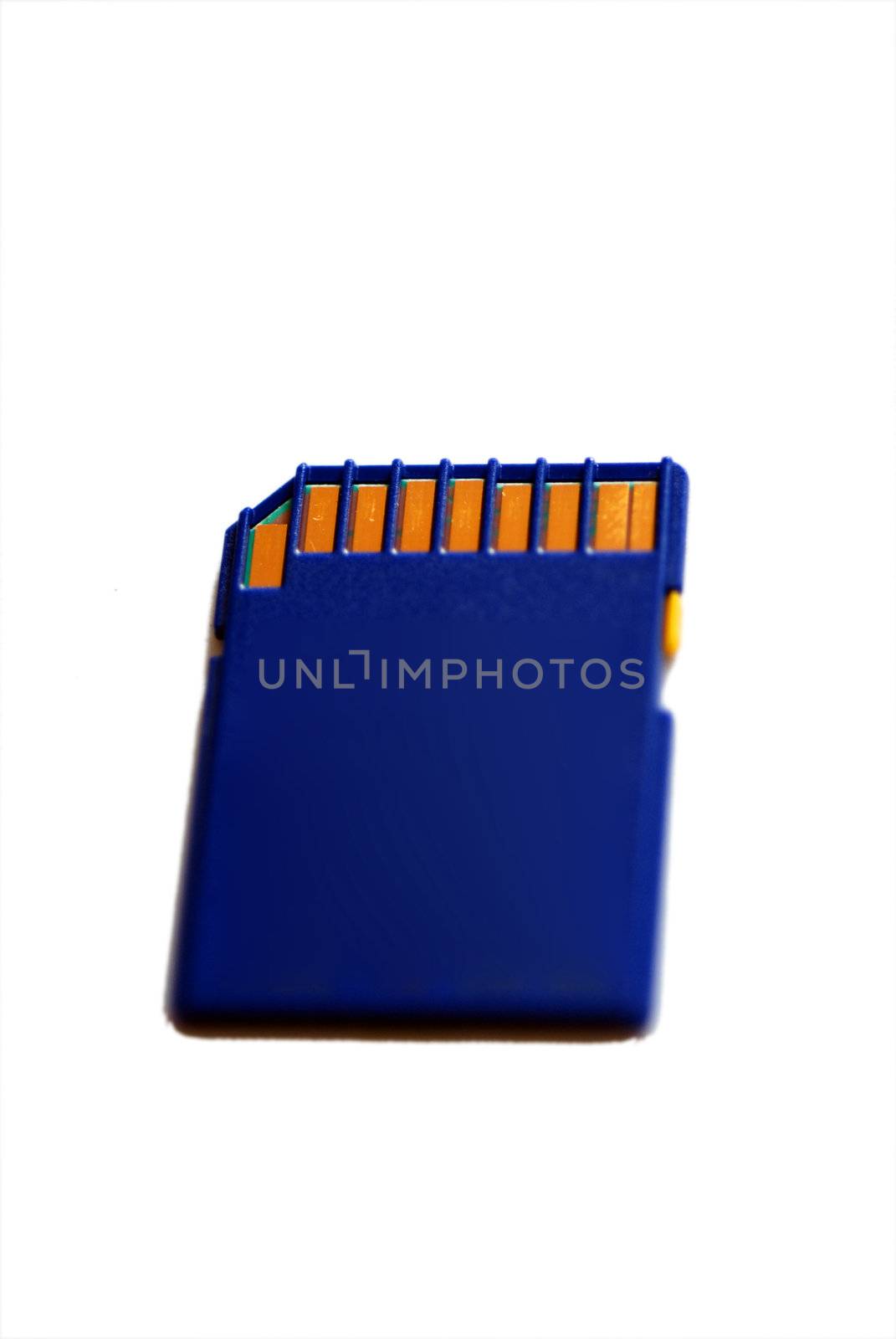 A macro close-up of a camera's memory card