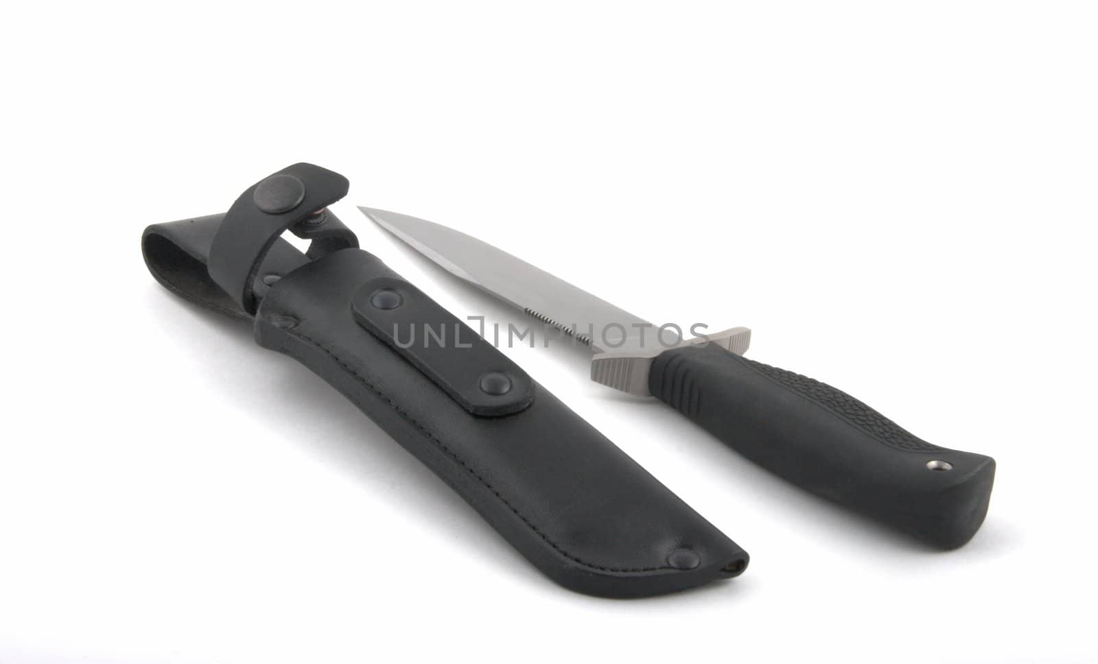 Army knife with the rubber handle on a white background