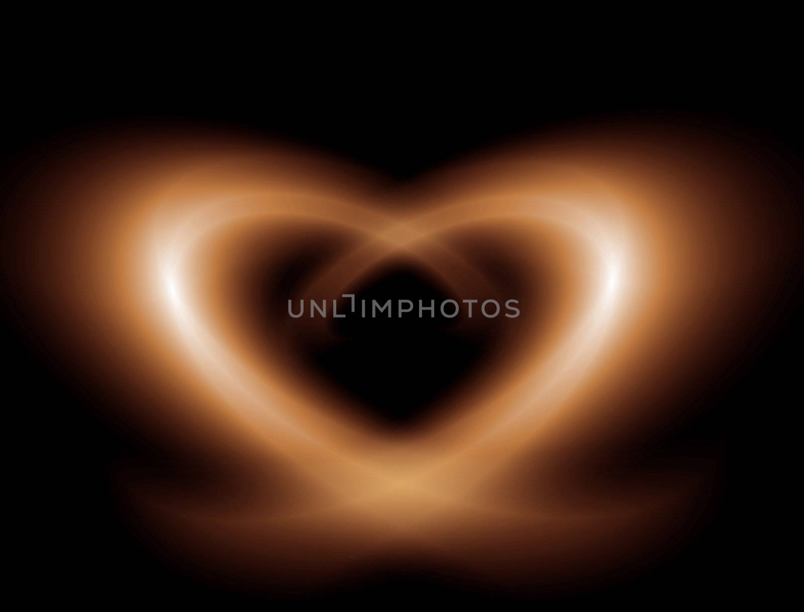 Abstract figure of fiery heart on a black background
