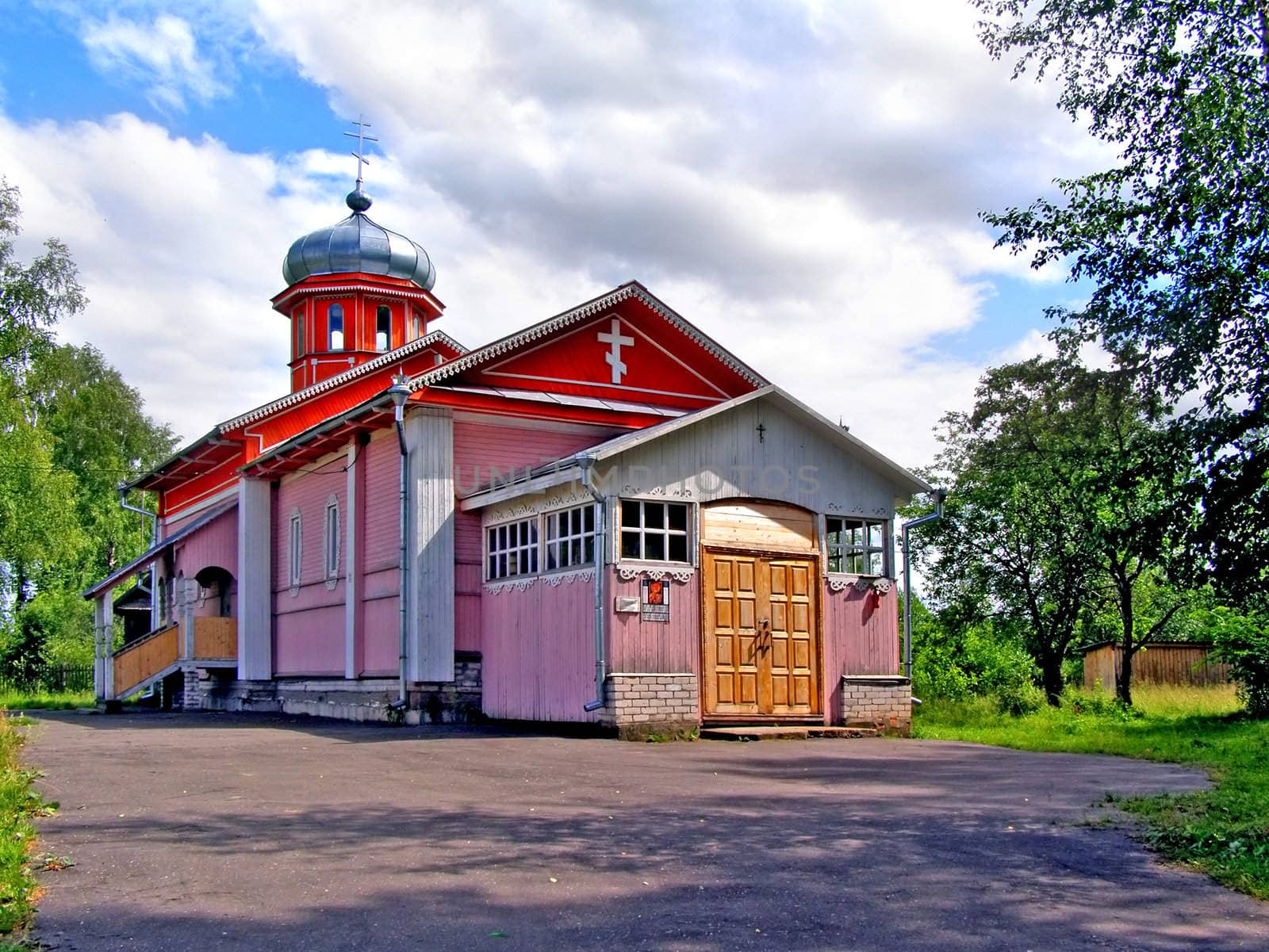 The Small rural wooden russian church.