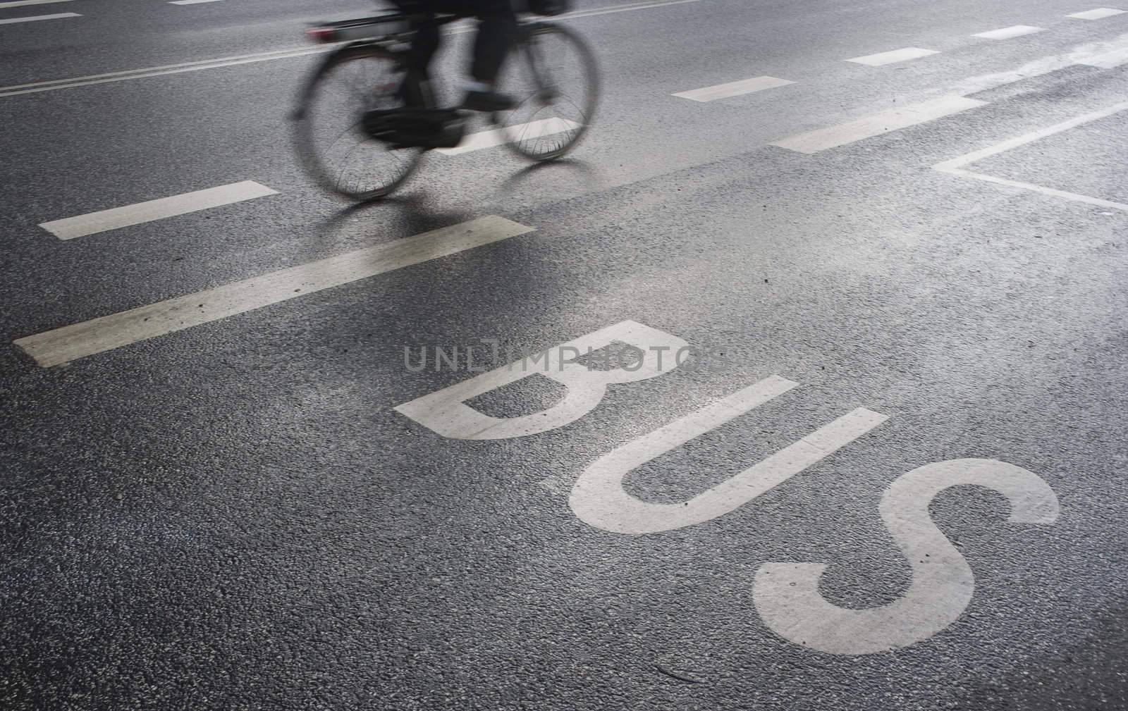 Cyclist on way to work - Denmark. Motion blur.