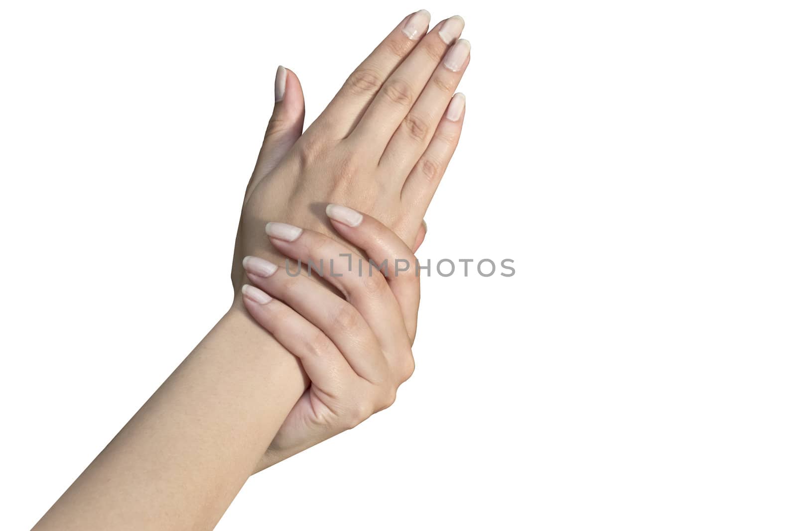Woman's hand with French manicure by vician