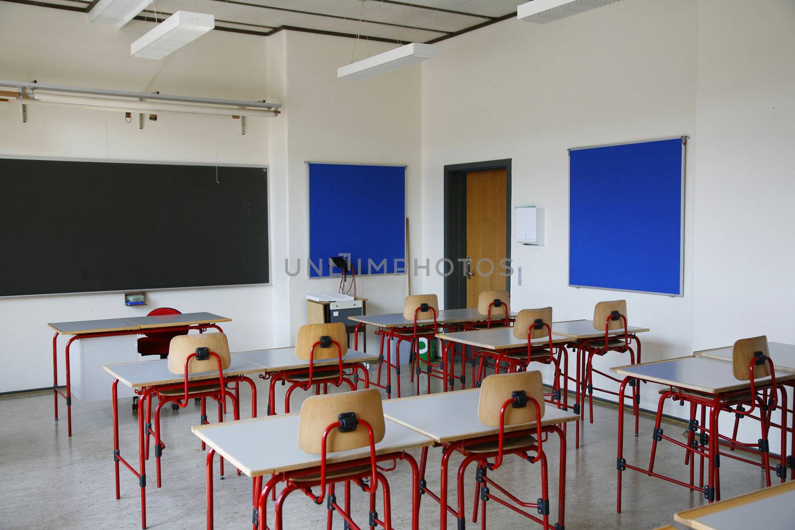 Classroom in a Danish secondary school during the summer vacation period.