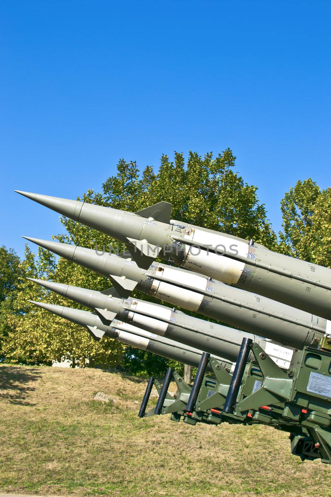 Several combat missiles aimed at the sky by vician