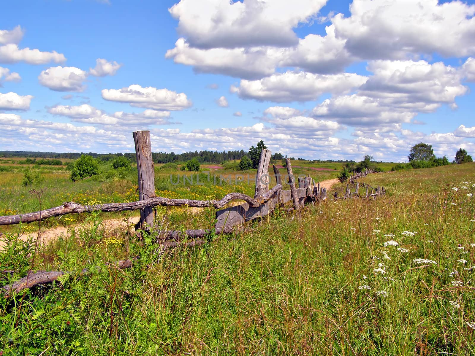 old fence on field near roads