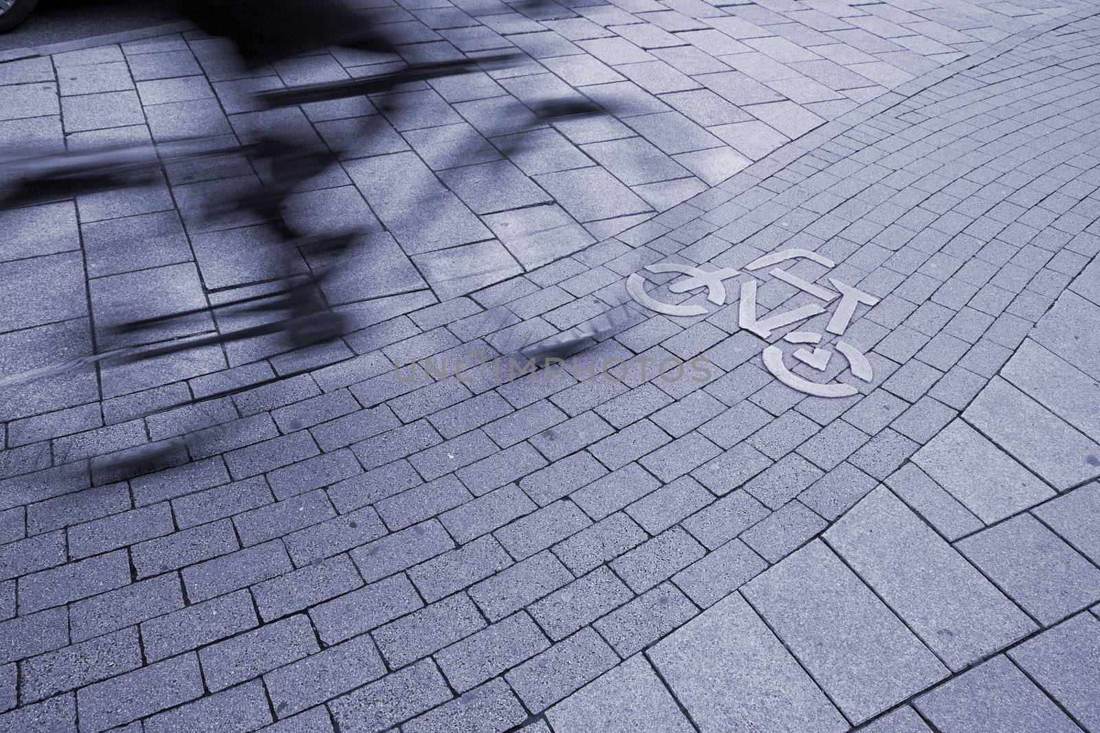 Urban cycling path - Hamburg, Germany.