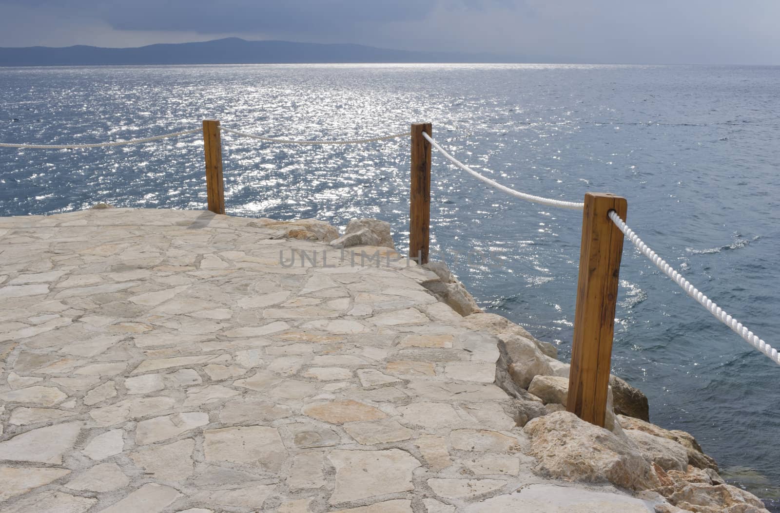 Detail of pier in little Croatian town at the Adriatic coast.
