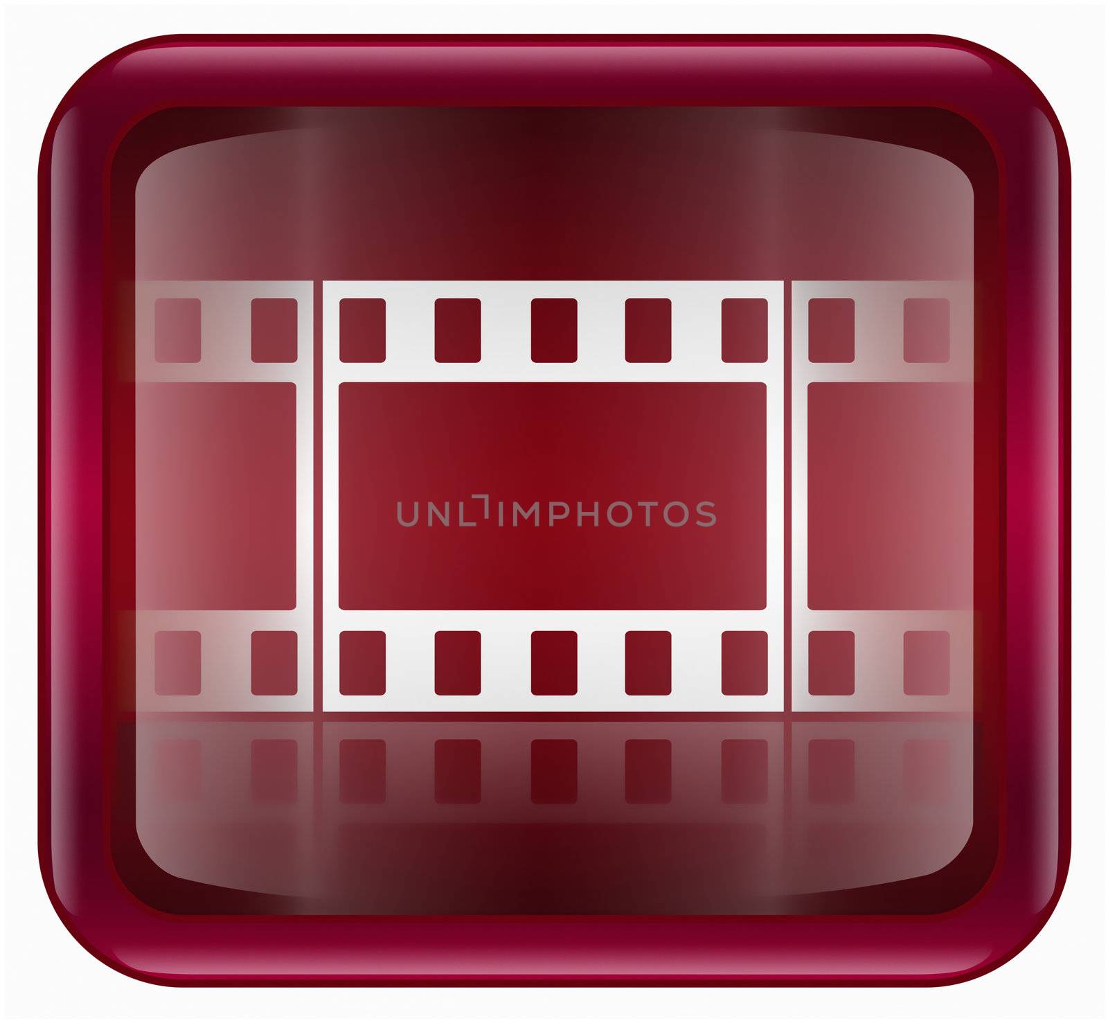 Film icon red, isolated on white background by zeffss