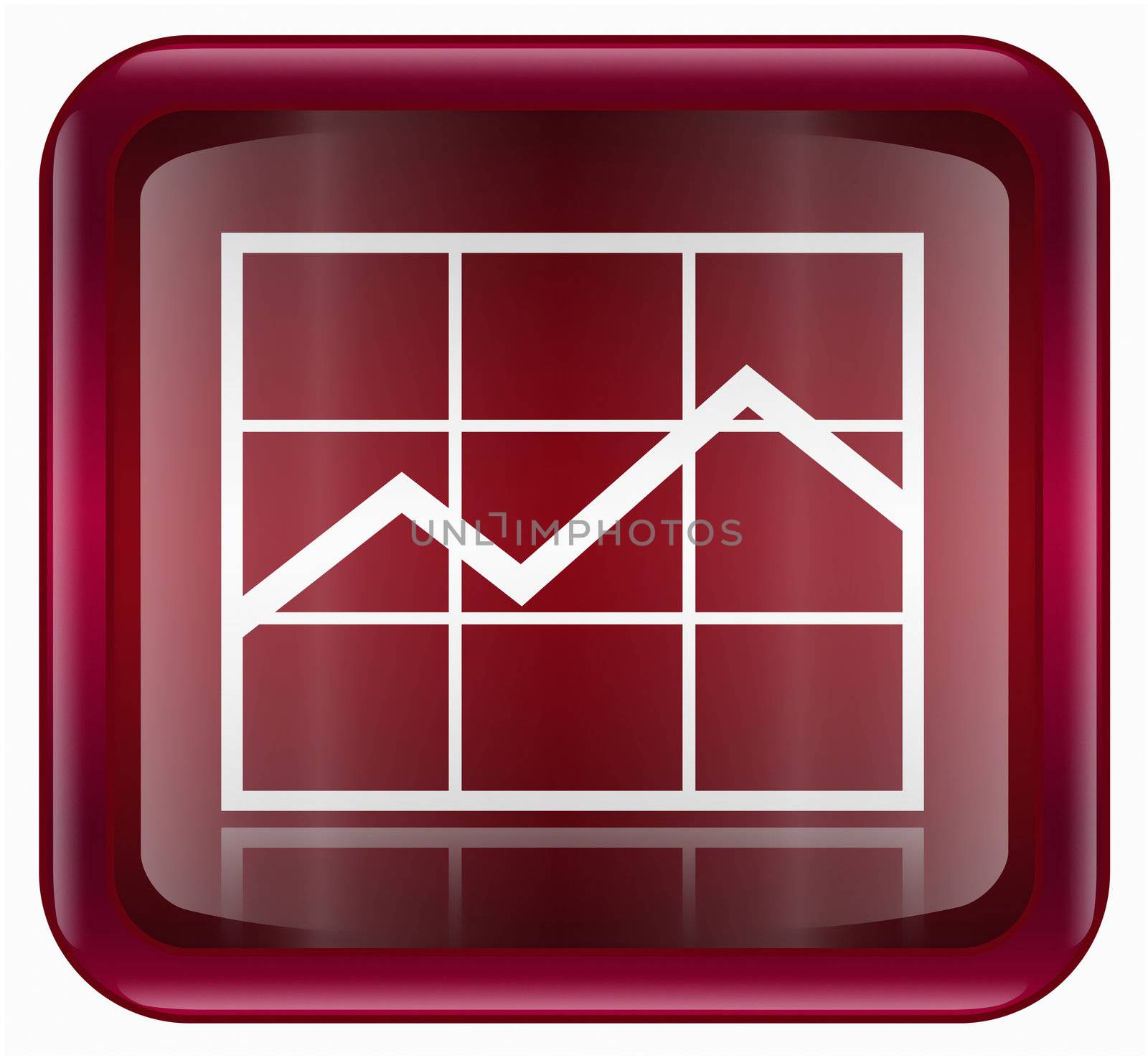 graph icon red, isolated on white background.
