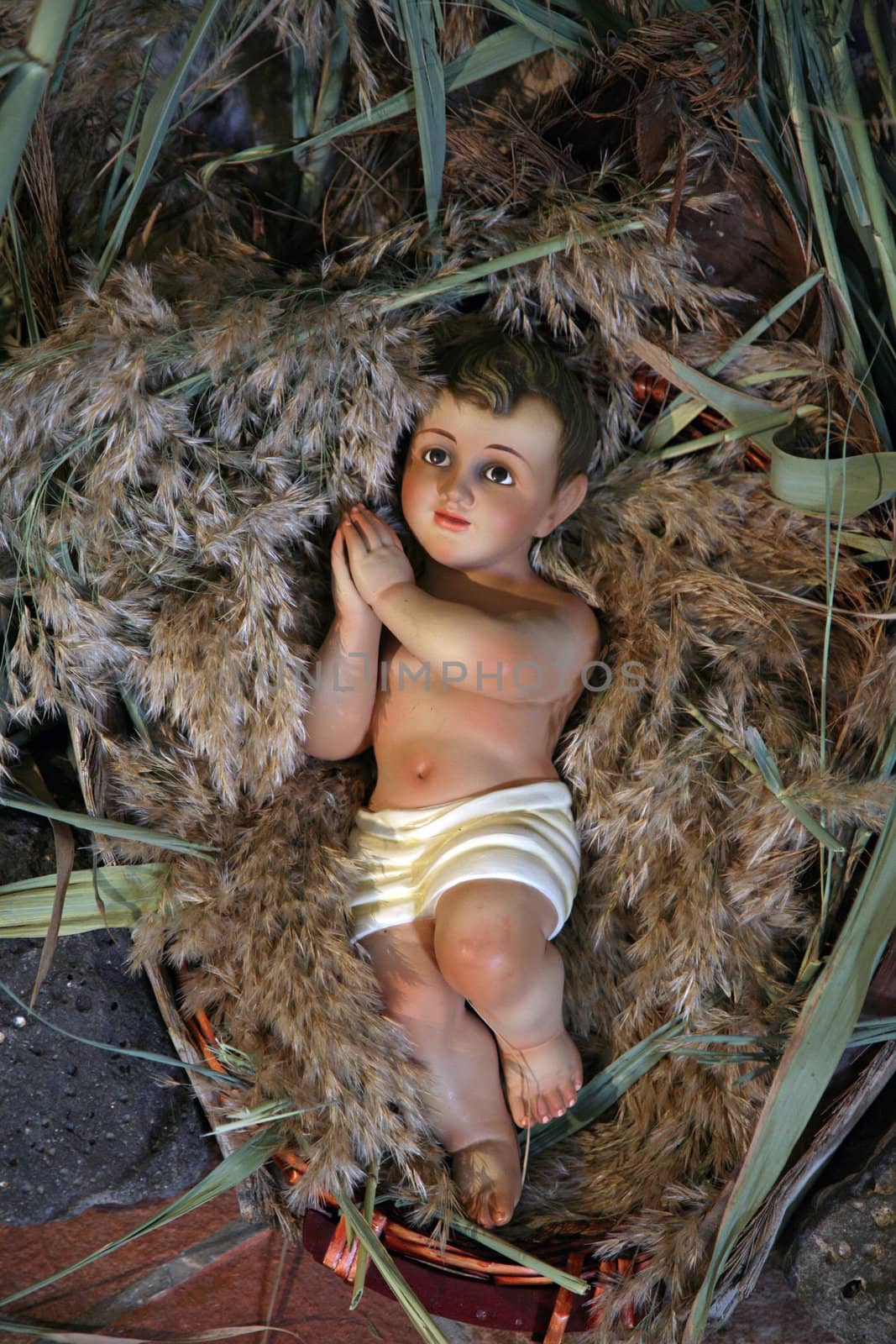 A baby Jesus figure on Christmas, Tabgha-Church of St. Peter's Primacy